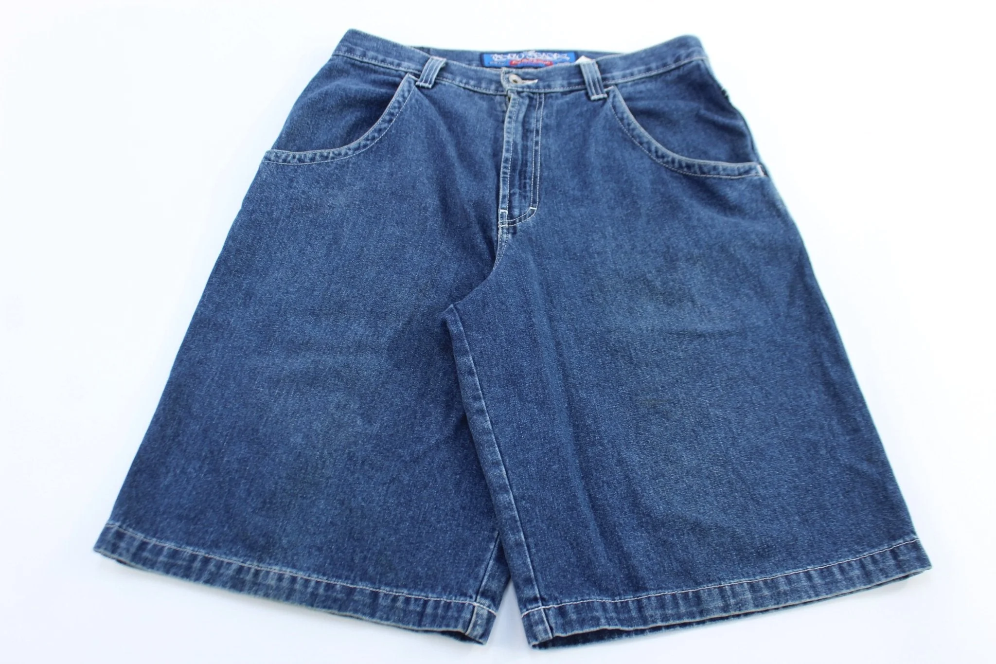 90's JNCO Embroidered Gas Mask Denim Baggy Shorts - Image 2