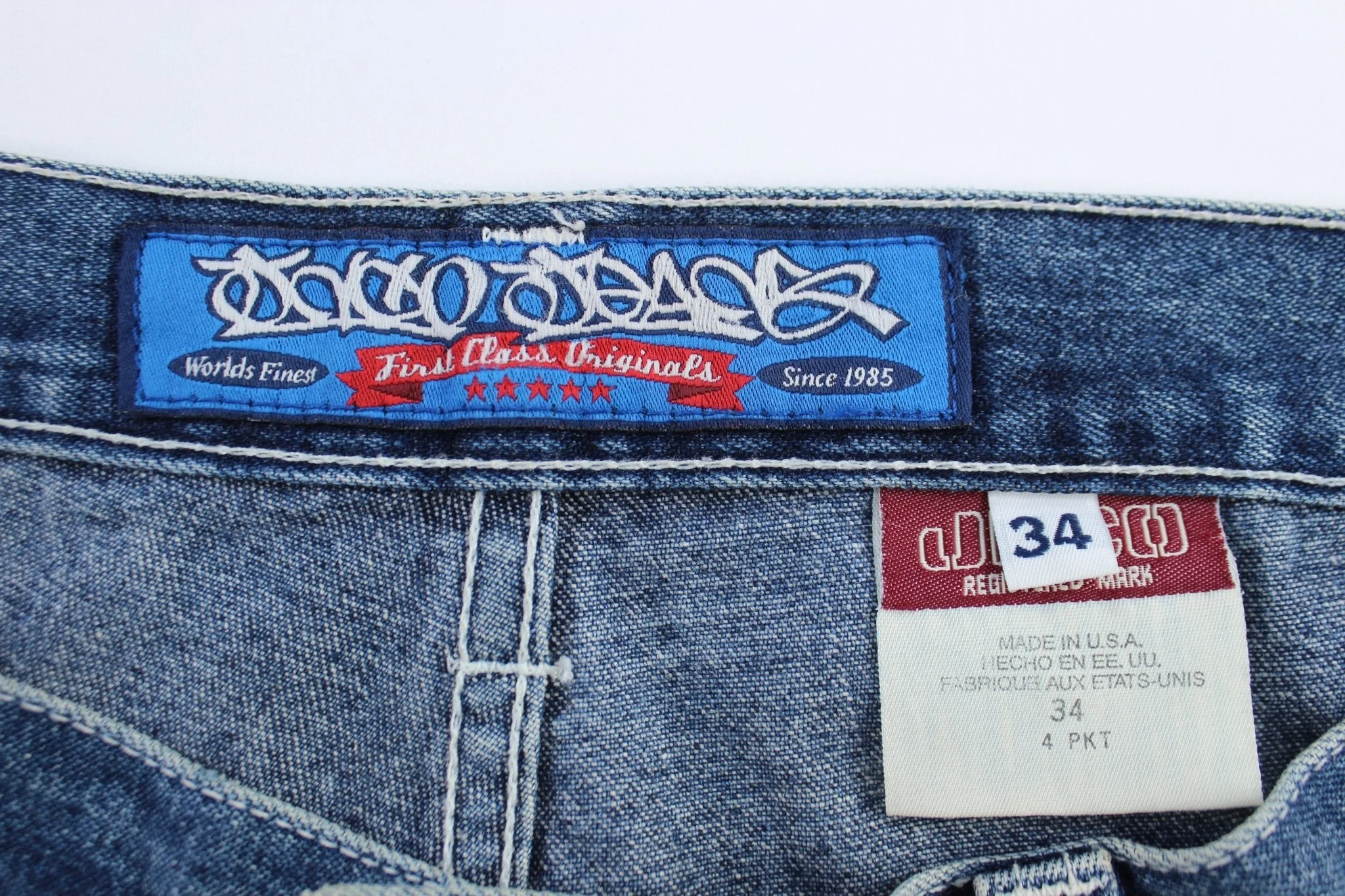 90's JNCO Embroidered Gas Mask Denim Baggy Shorts - Image 3