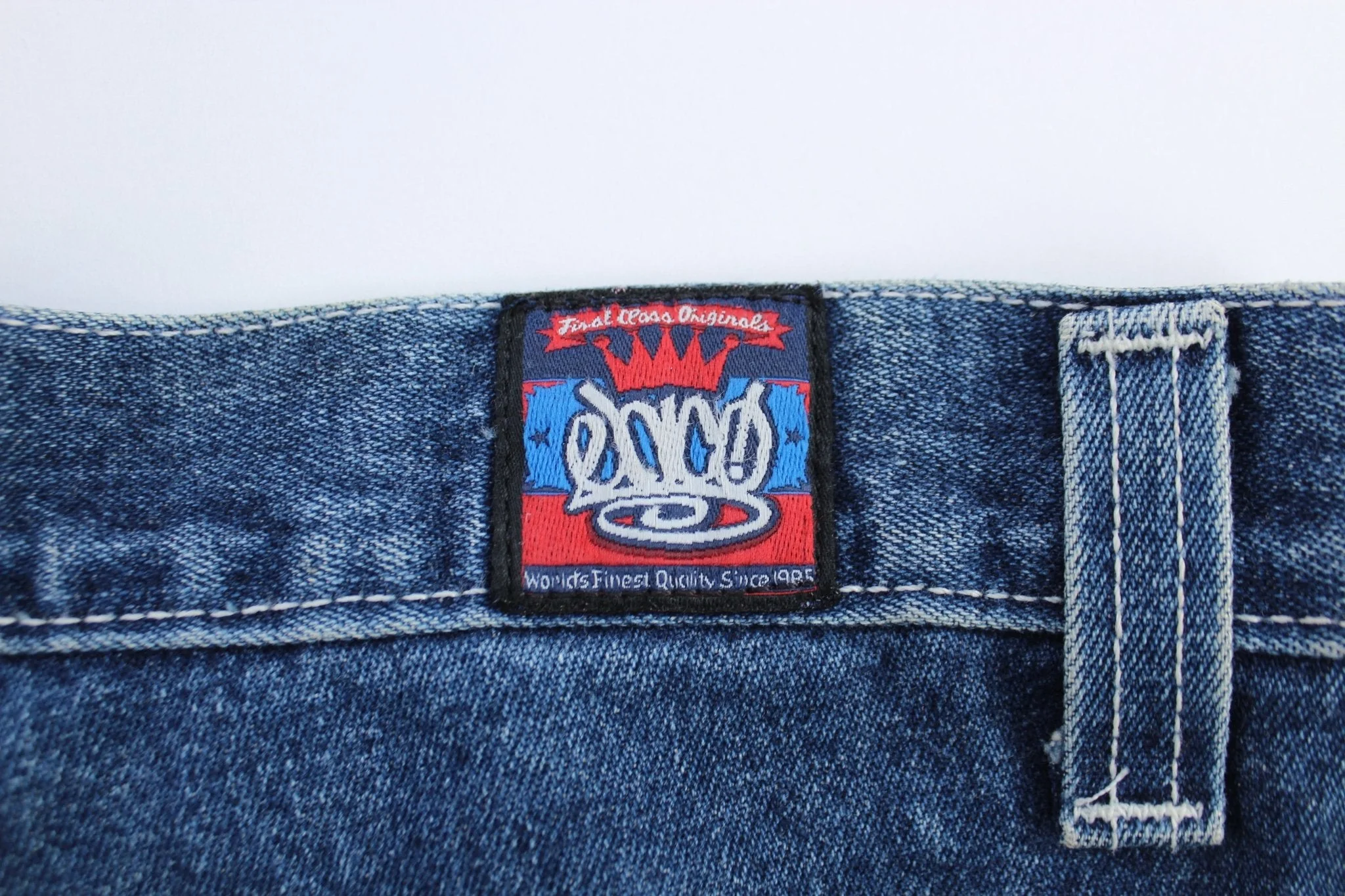 90's JNCO Embroidered Gas Mask Denim Baggy Shorts - Image 4