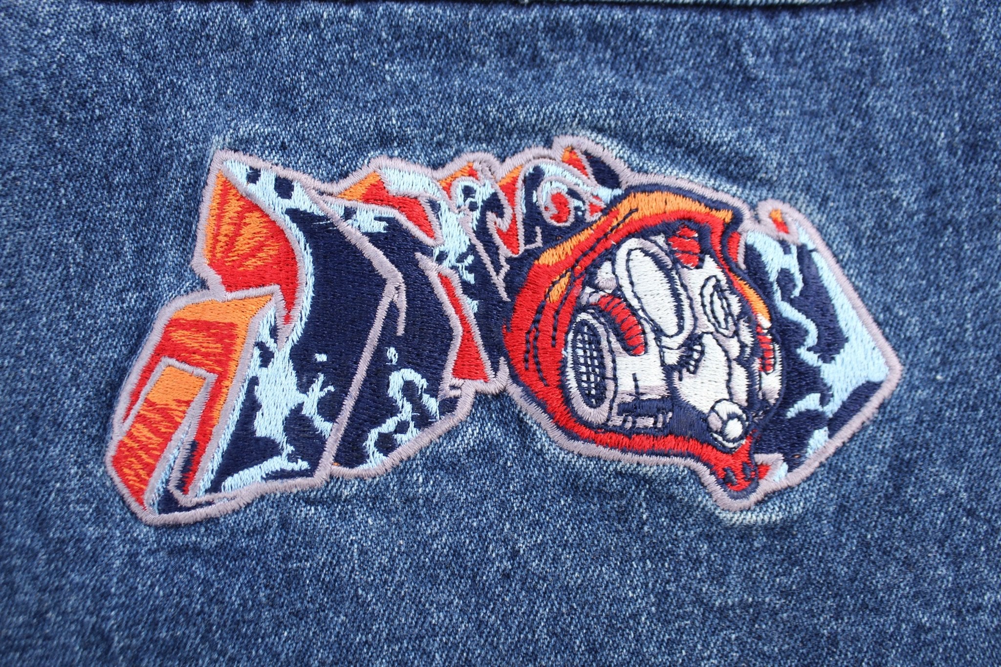 90's JNCO Embroidered Gas Mask Denim Baggy Shorts - Image 5