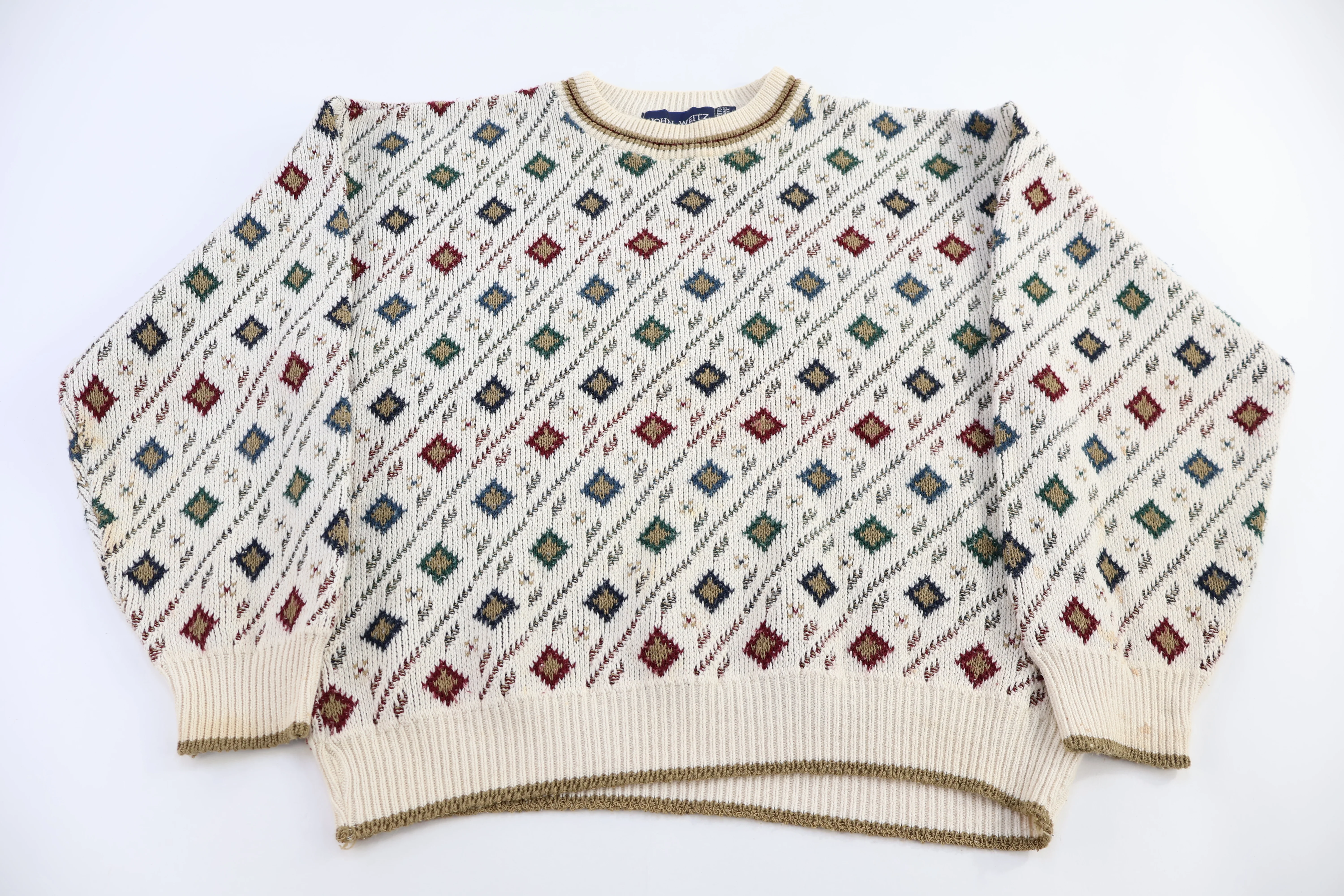 Vintage John Weitz Multipattern Knit Sweater