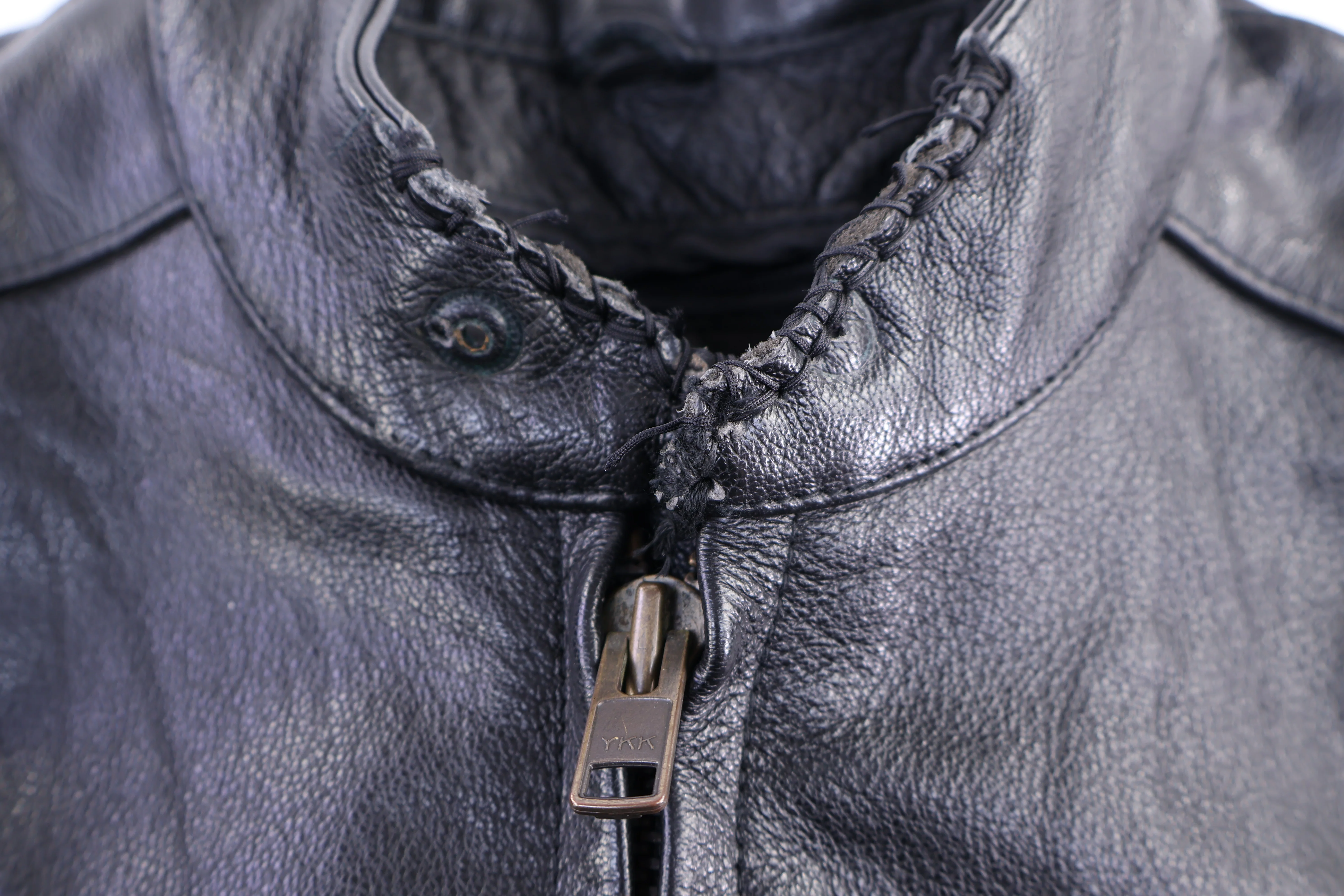 Vintage Leather King Black Leather Biker Jacket - Image 3