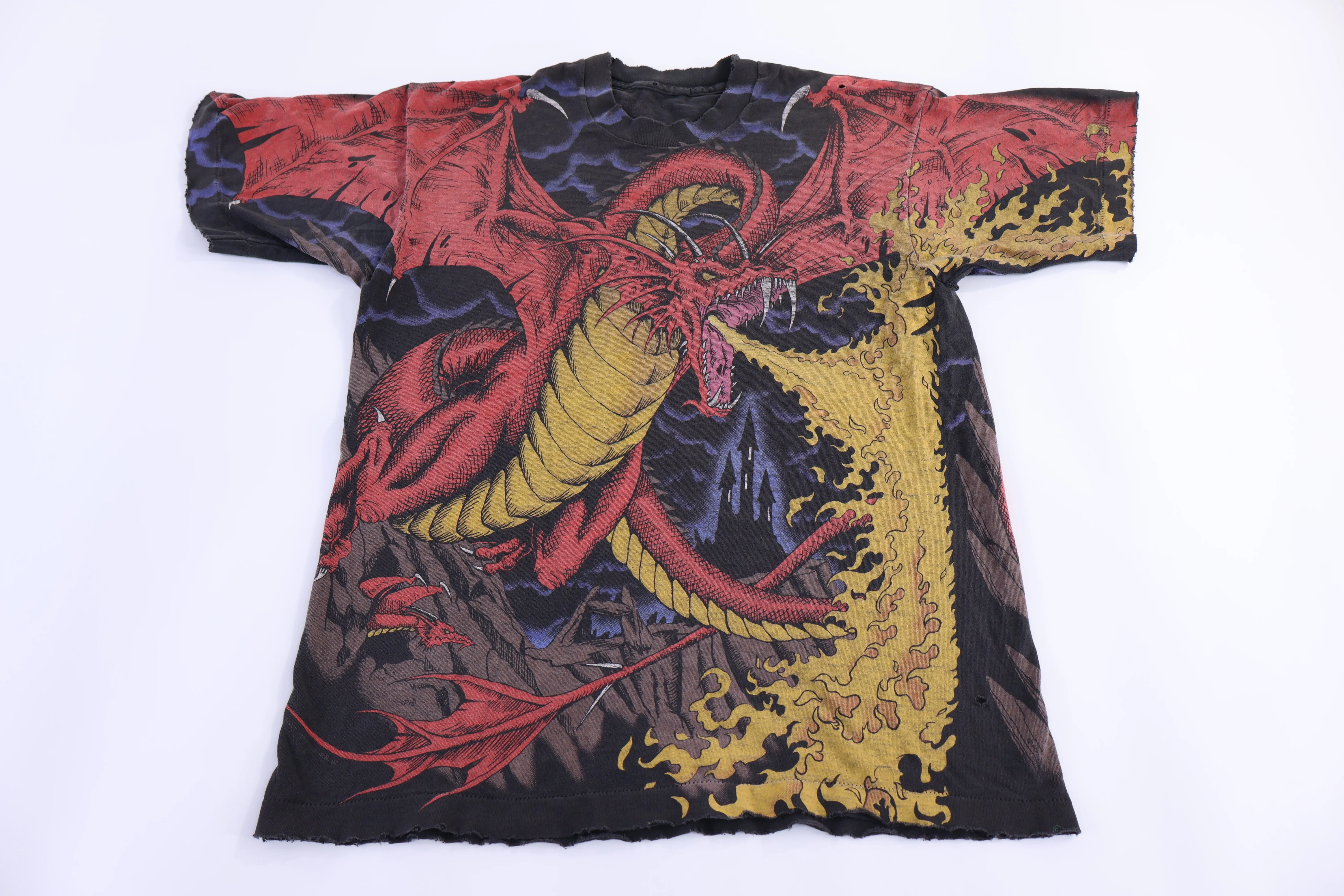 Vintage Liquid Blue Dragon Knight All Over Print T-shirt