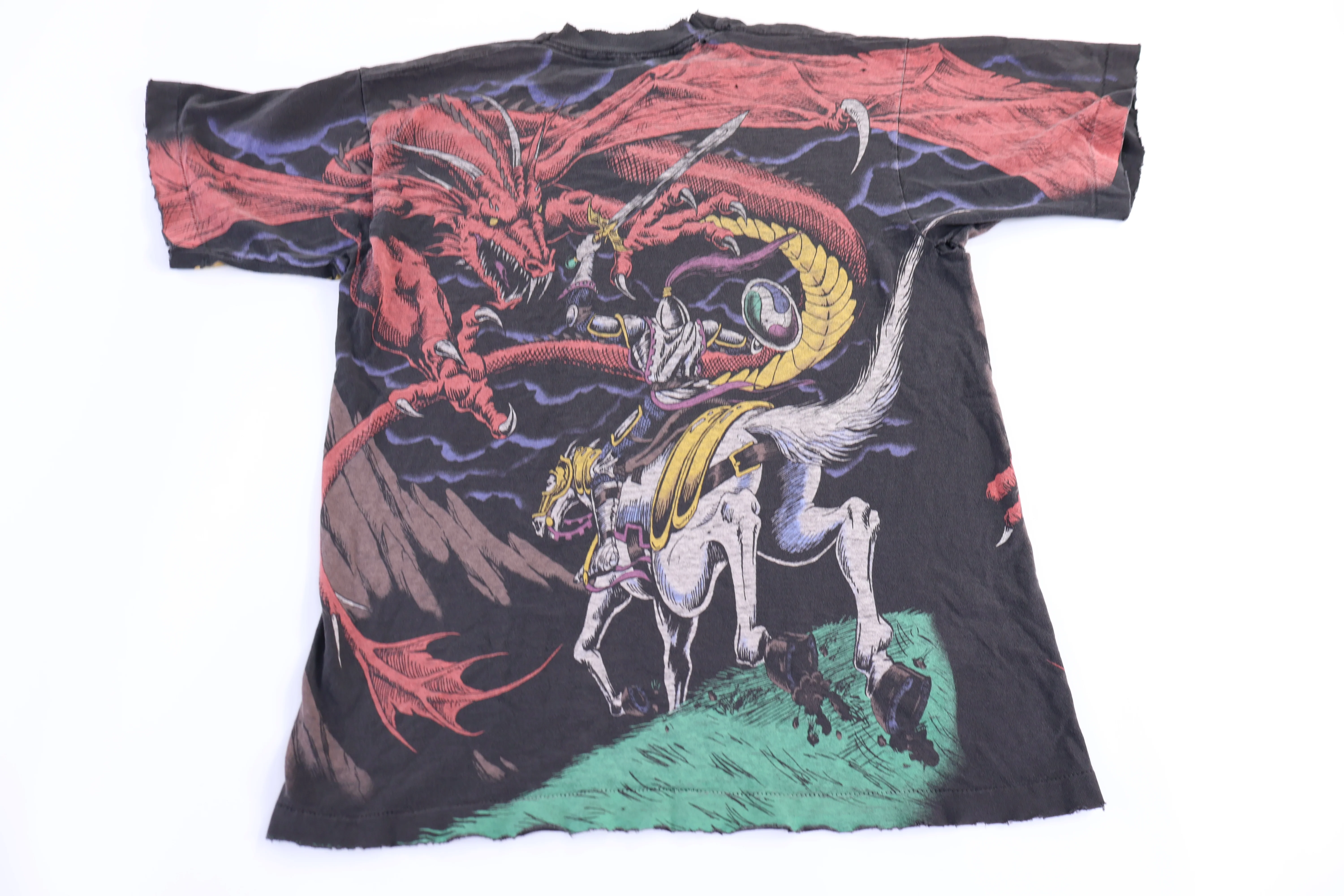 Vintage Liquid Blue Dragon Knight All Over Print T-shirt - Image 2