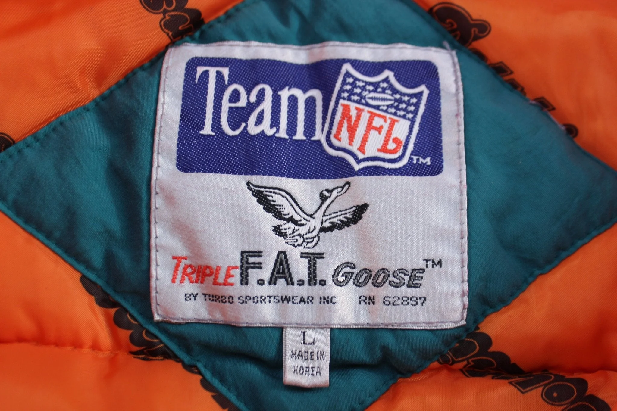 Vintage Miami Dolphins Football Puffer Jacket - Image 3