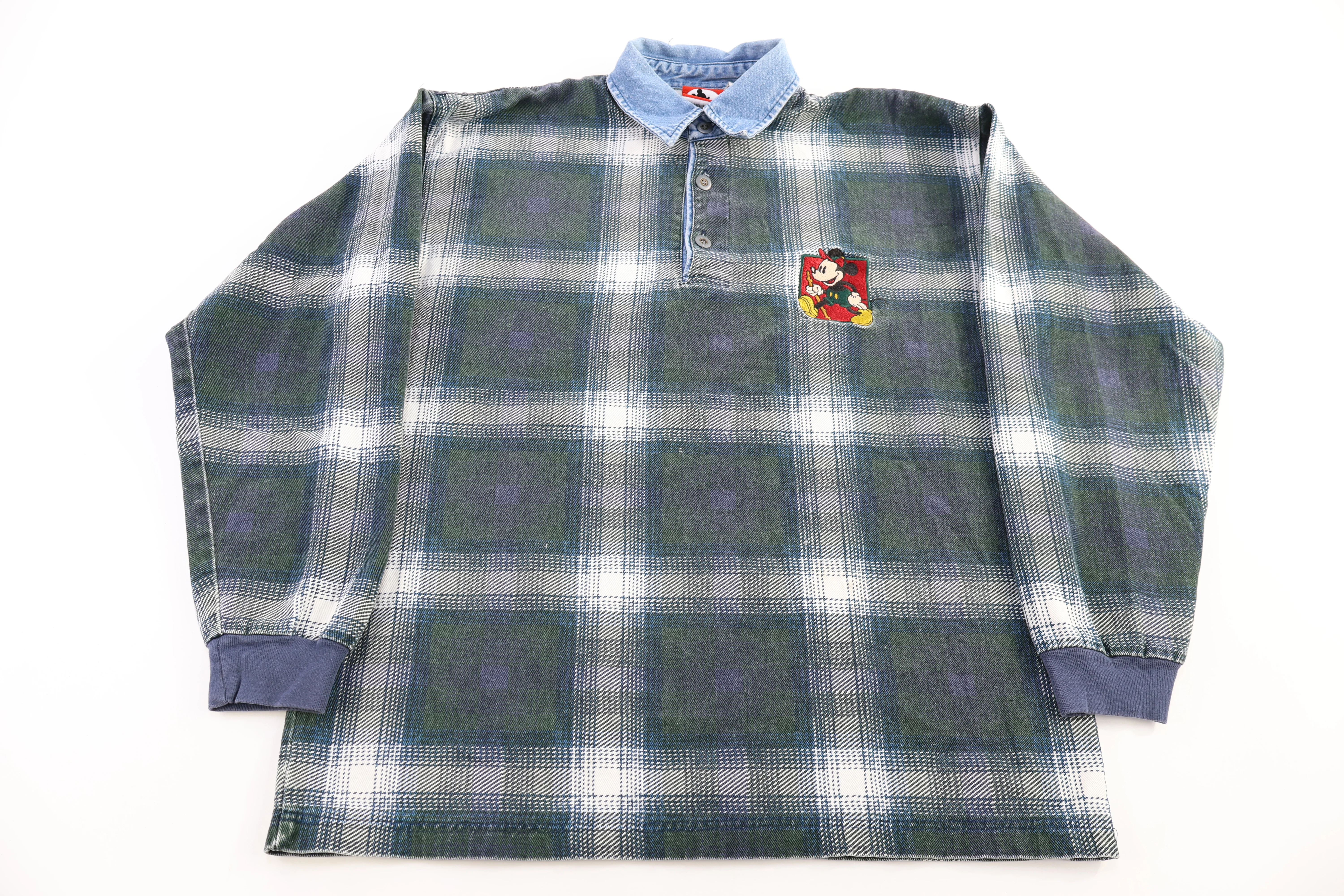 Vintage Mickey Inc Grid Patterned LS Button Up
