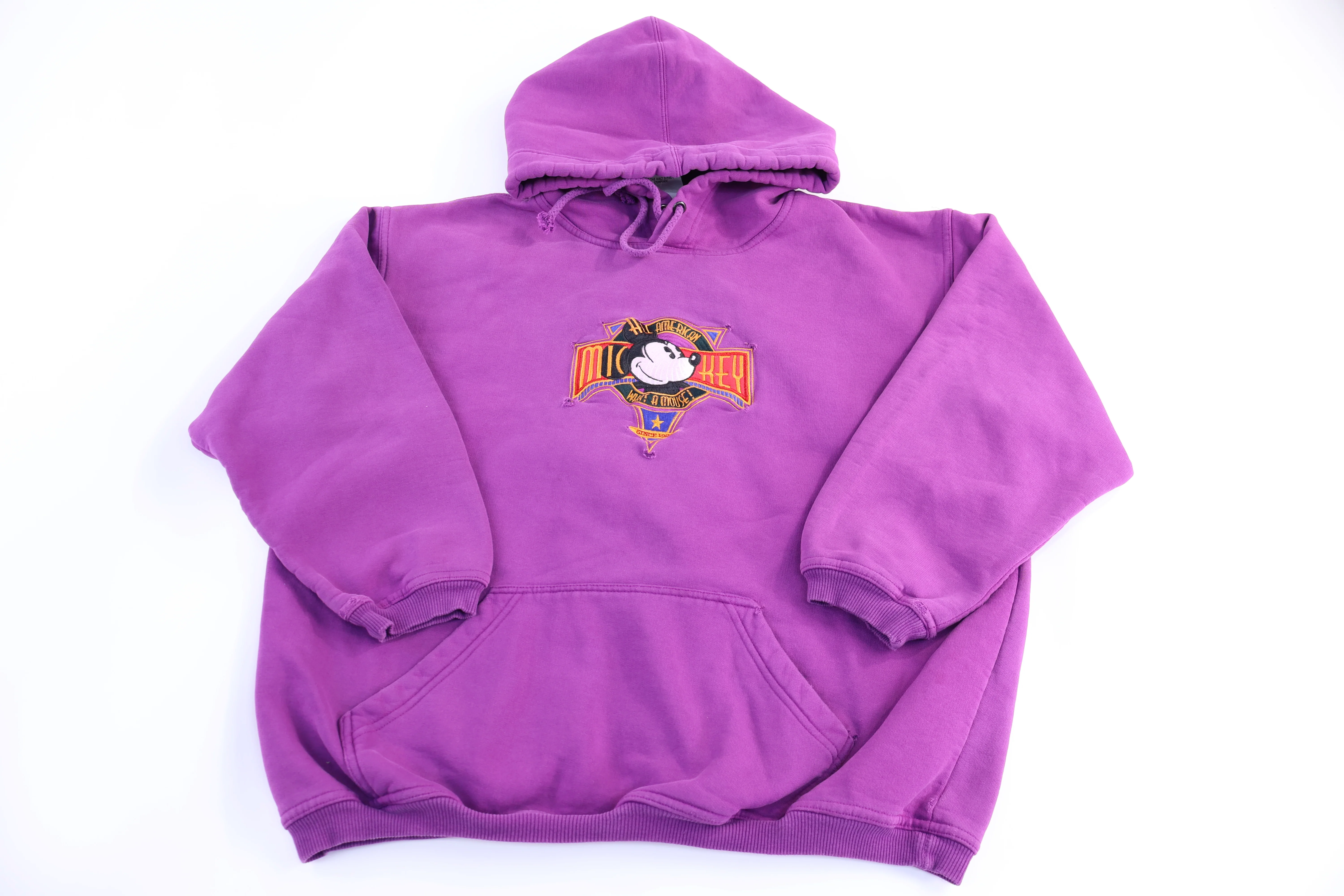 Vintage Mickey Mouse Embroidered Pullover Hoodie