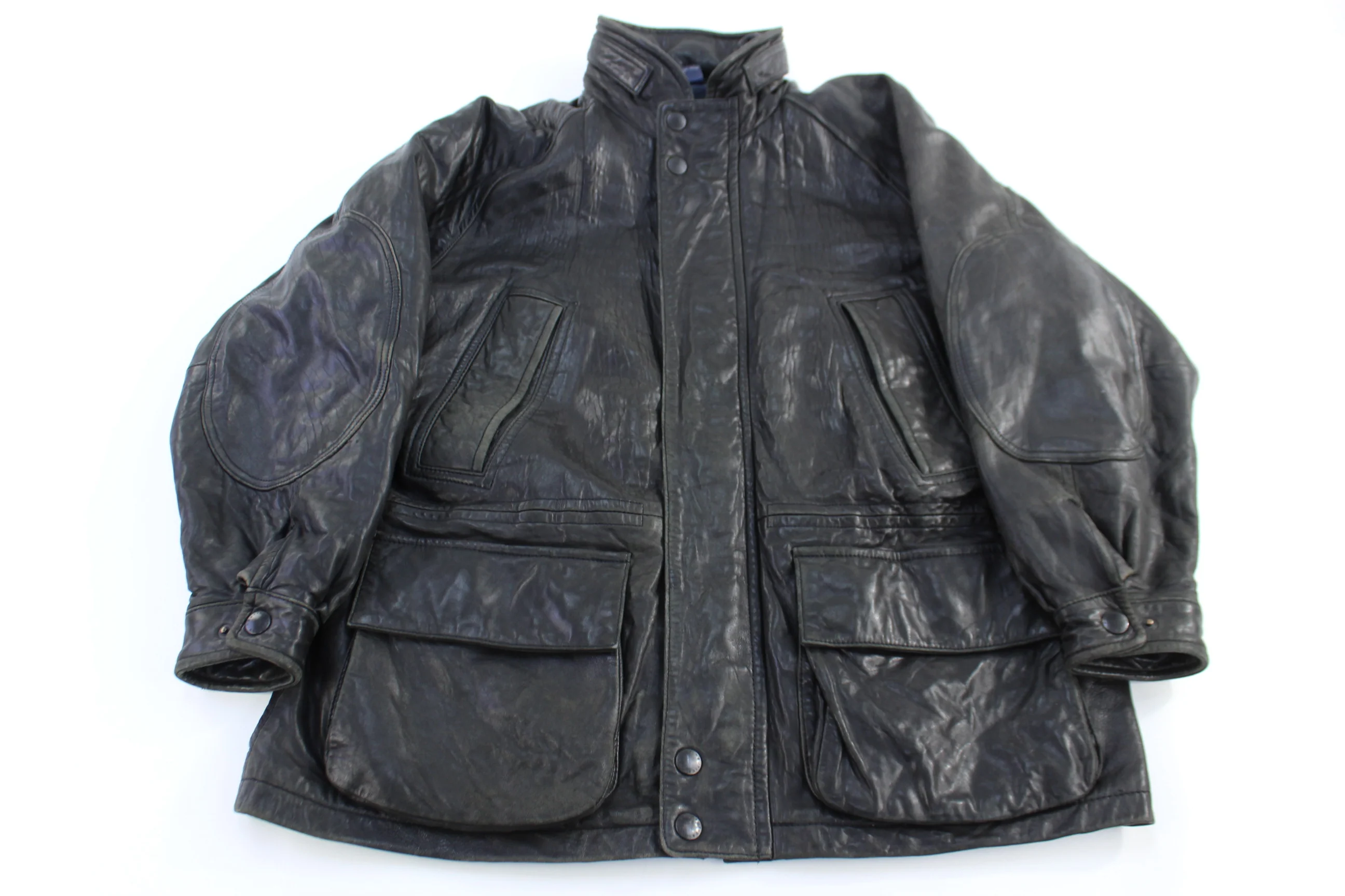 Vintage Nautica Full Zip Black Leather Jacket