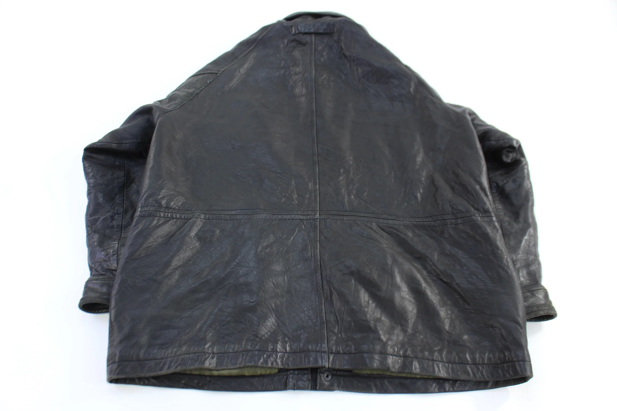 Vintage Nautica Full Zip Black Leather Jacket - Image 2
