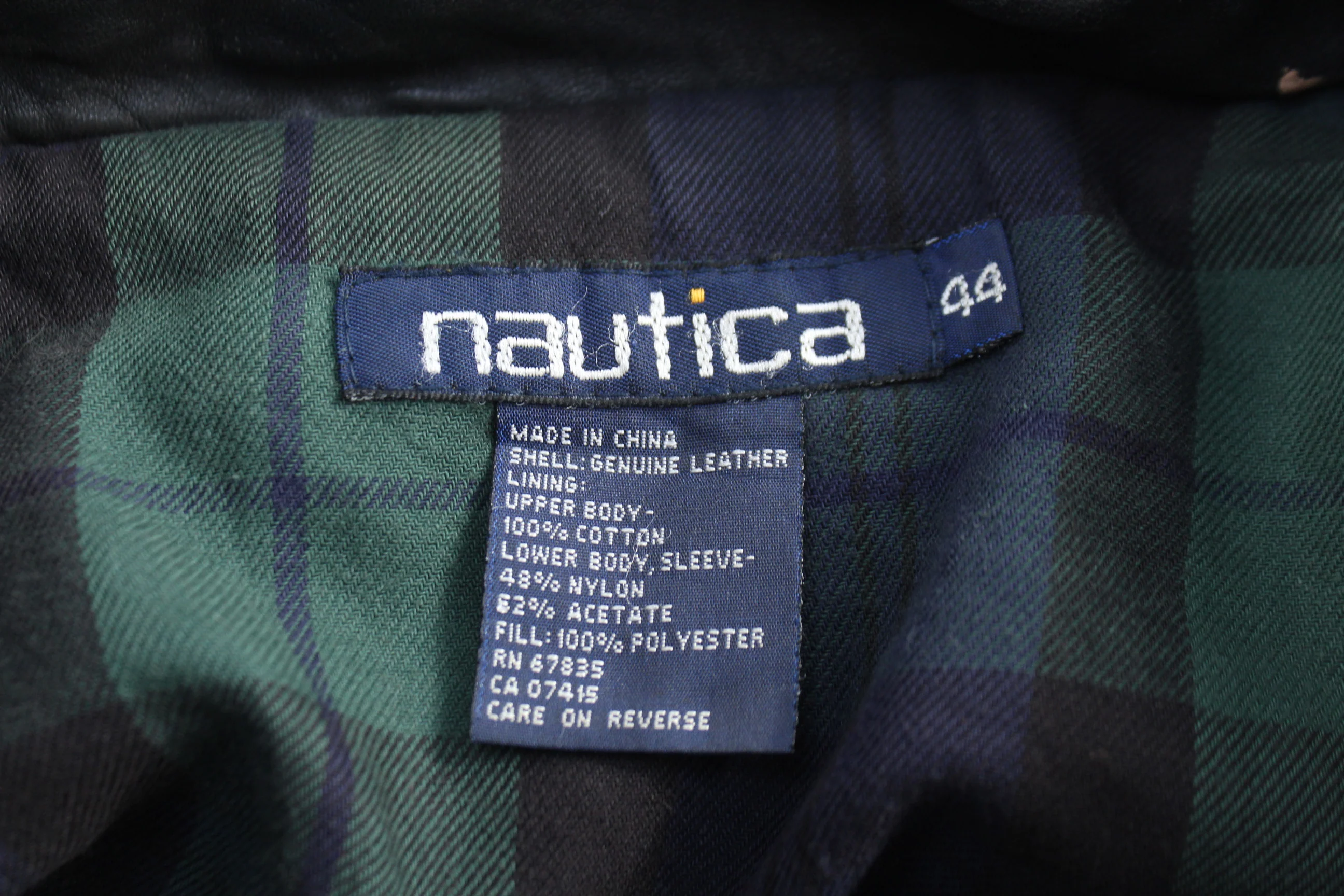 Vintage Nautica Full Zip Black Leather Jacket - Image 3