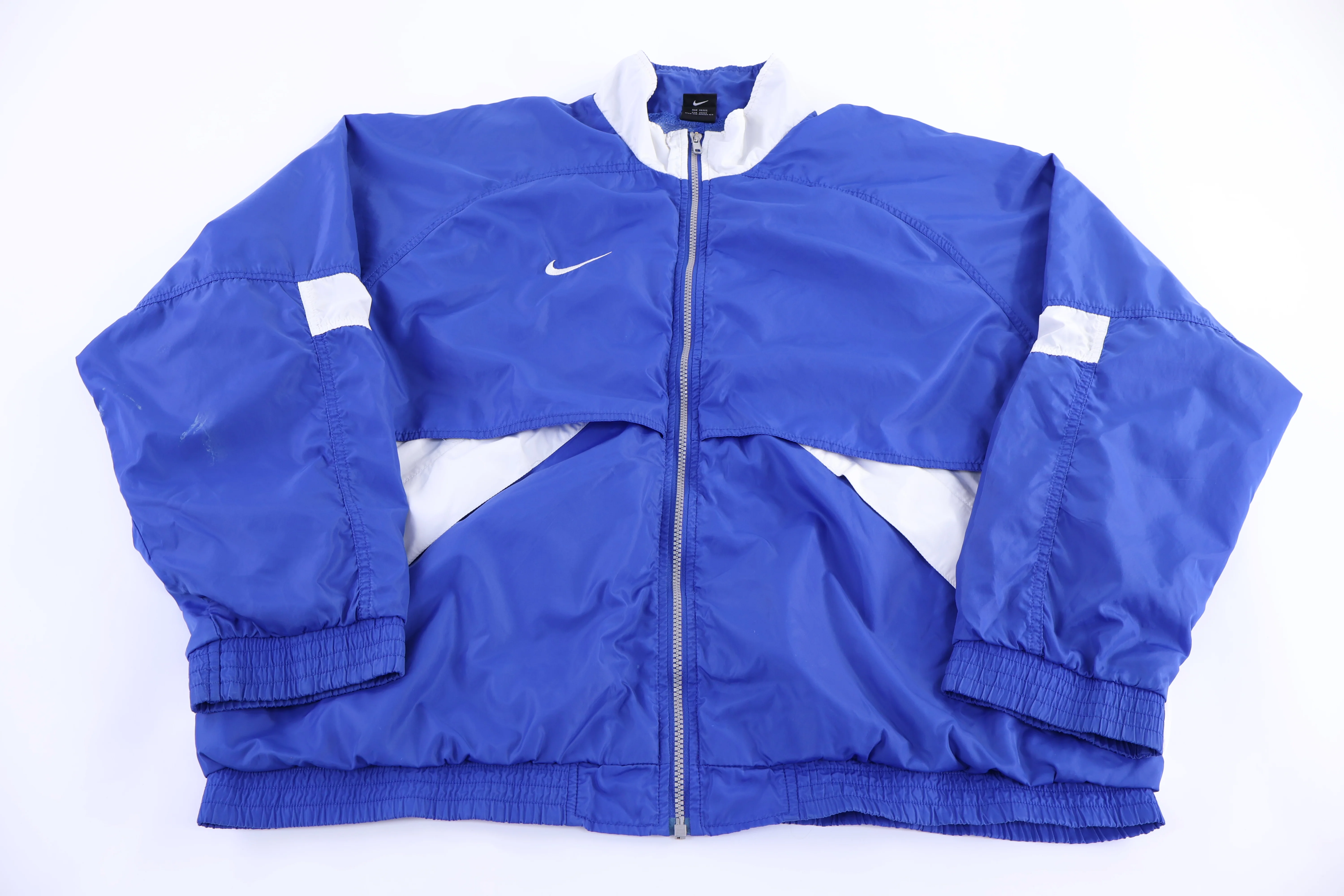 Vintage Nike Embroidered Logo Blue & White Full Zip Windbreaker