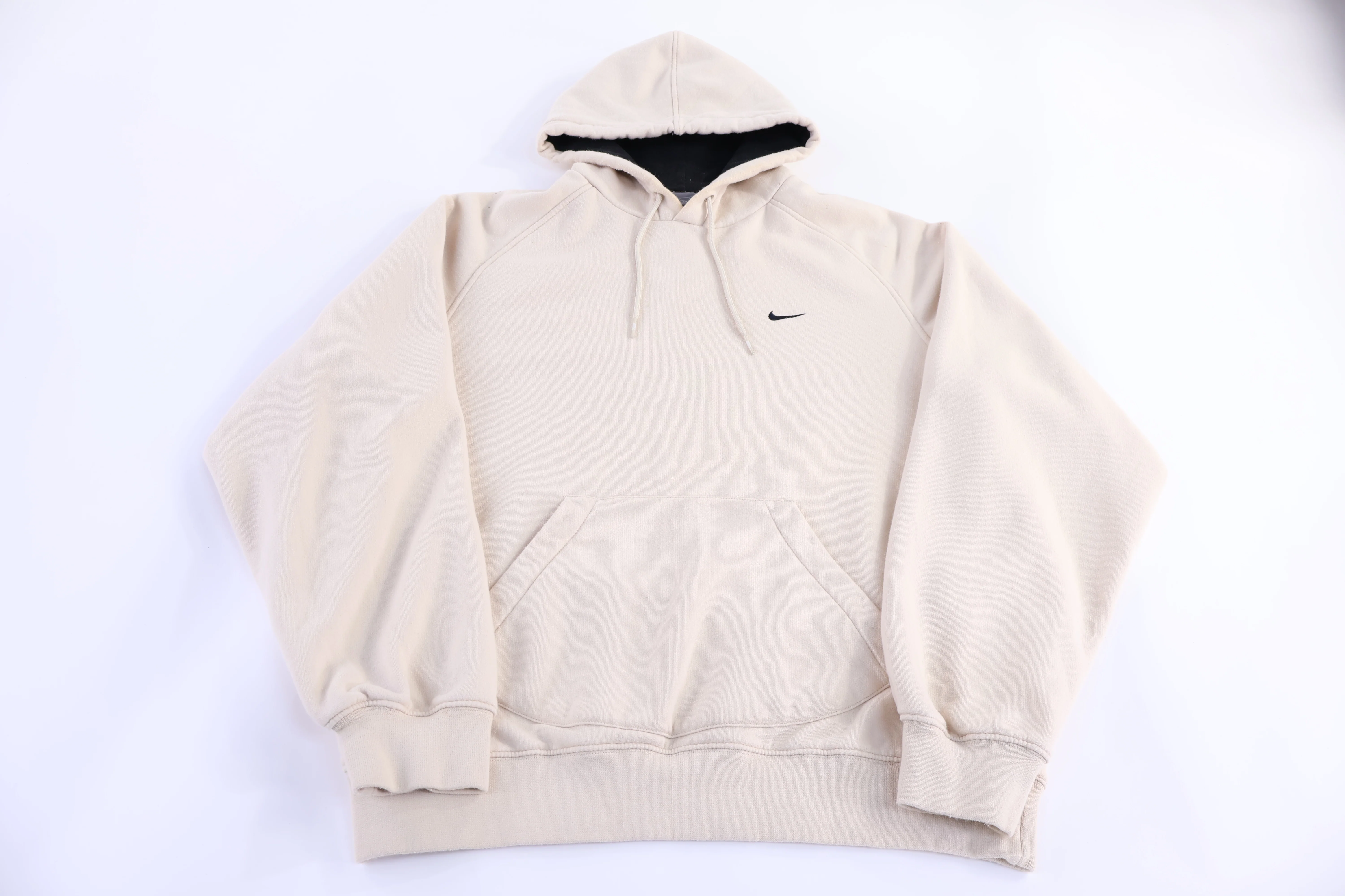 Vintage Nike Embroidered Logo Cream Pullover Hoodie - Image 2