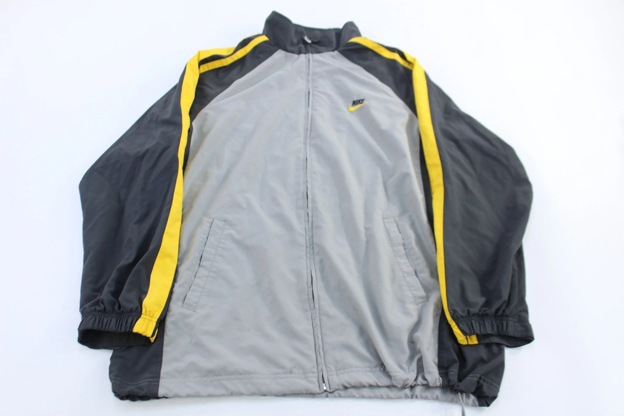 Vintage Nike Embroidered Logo Grey & Yellow Full Zip Jacket