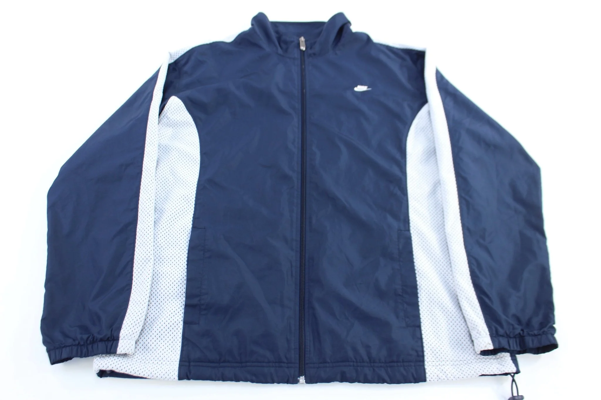 Vintage Nike Embroidered Logo White & Blue Full Zip Jacket