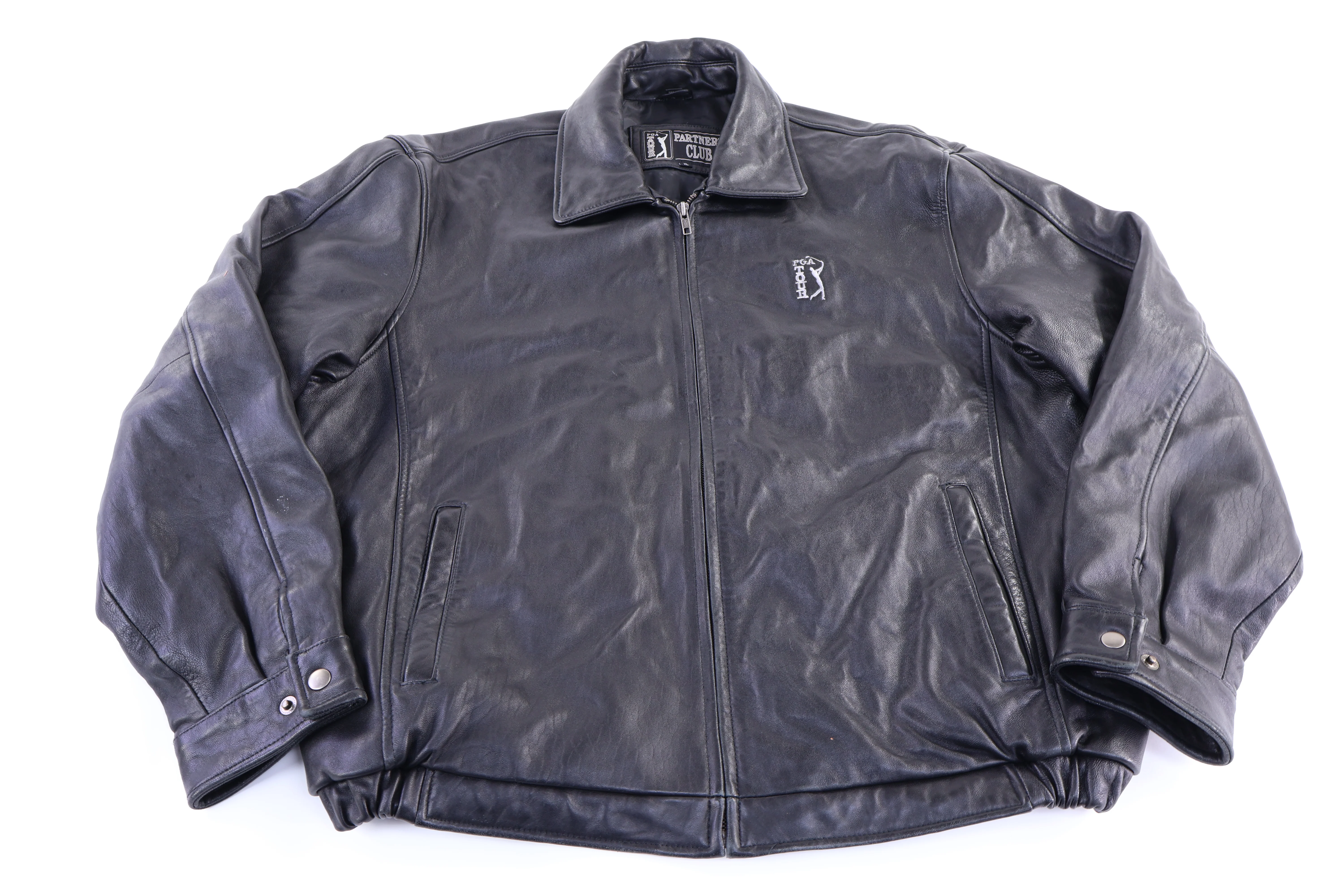 Vintage Partners Club Black Full Zip Leather Jacket