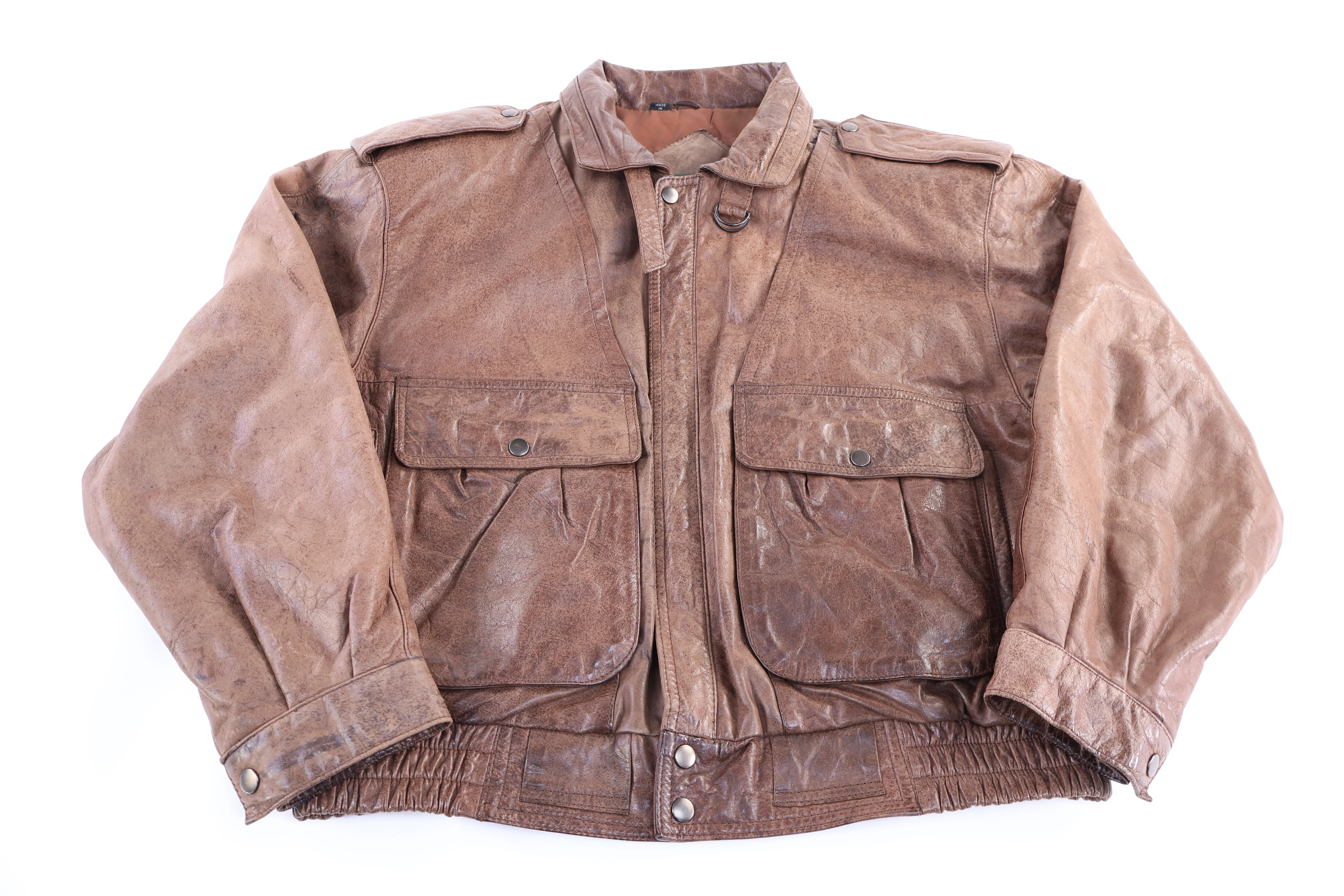 Vintage Pelle Cuir Bomber Jacket