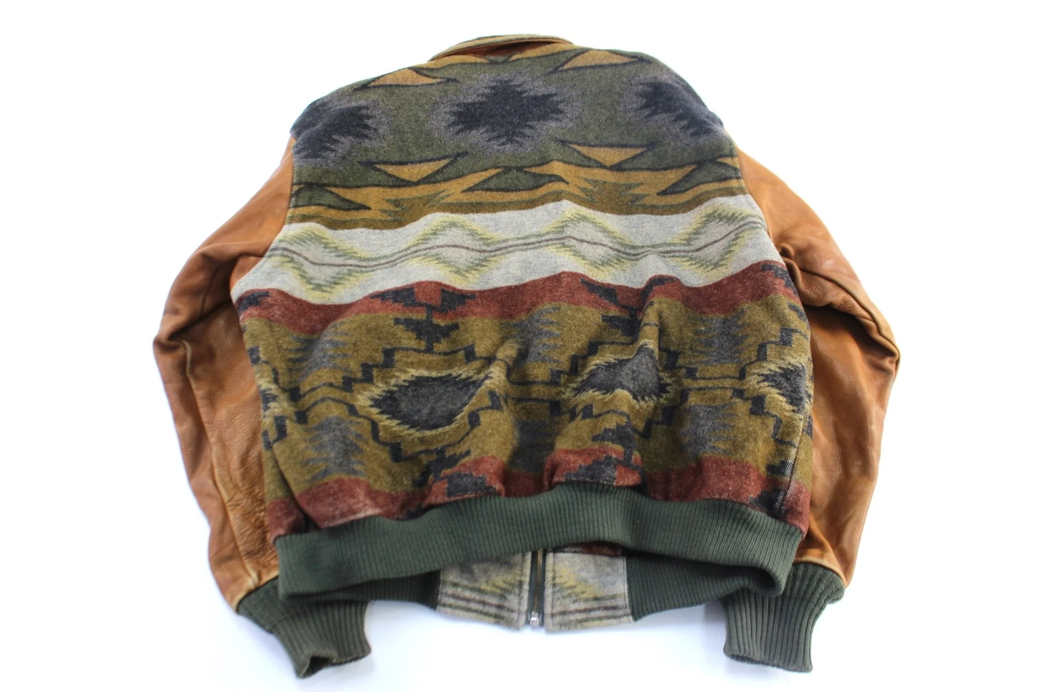 Vintage Pendleton Woolen Mills Aztec Patterned Leather Jacket - Image 2