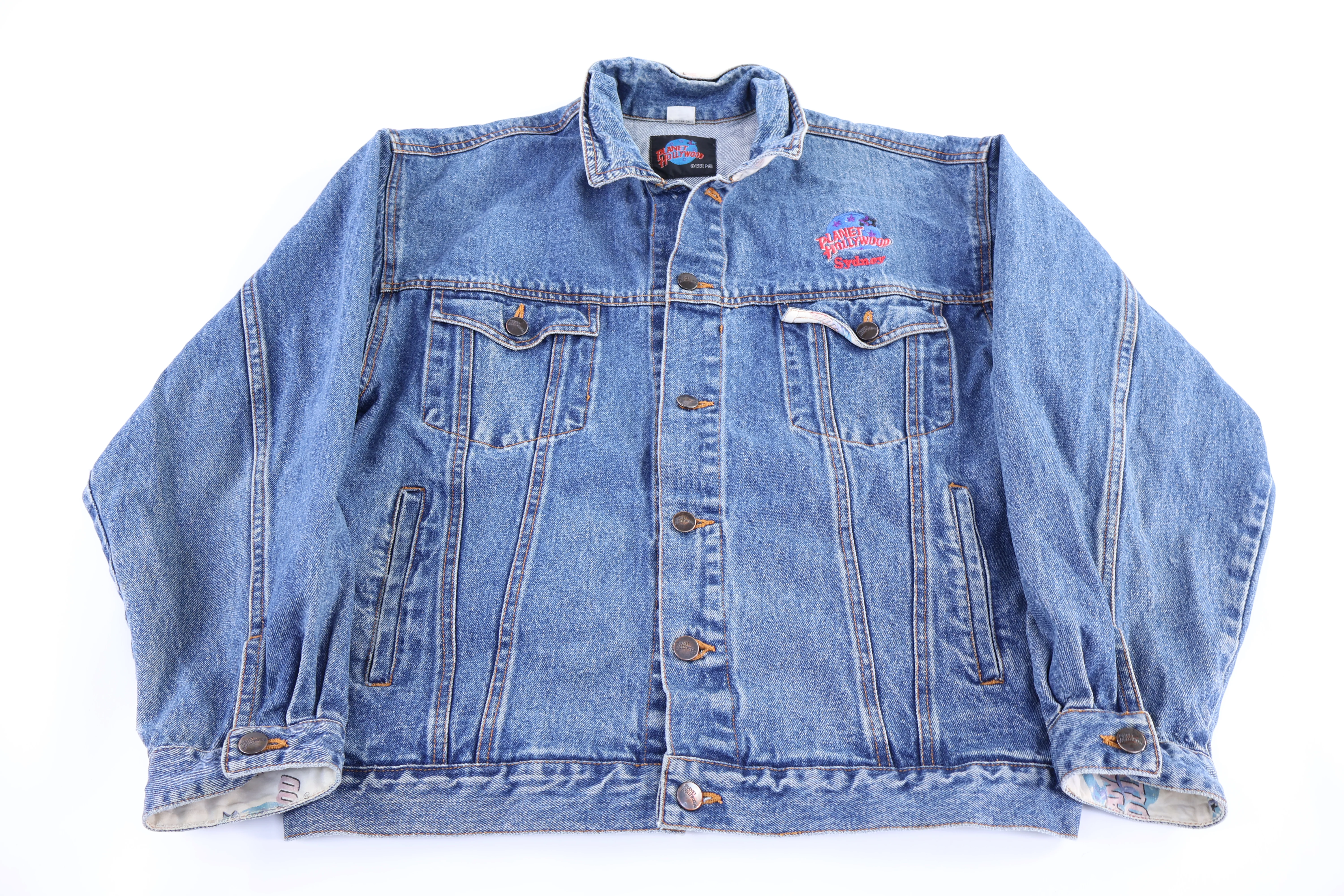 Vintage Planet Hollywood Dark Wash Denim Jacket