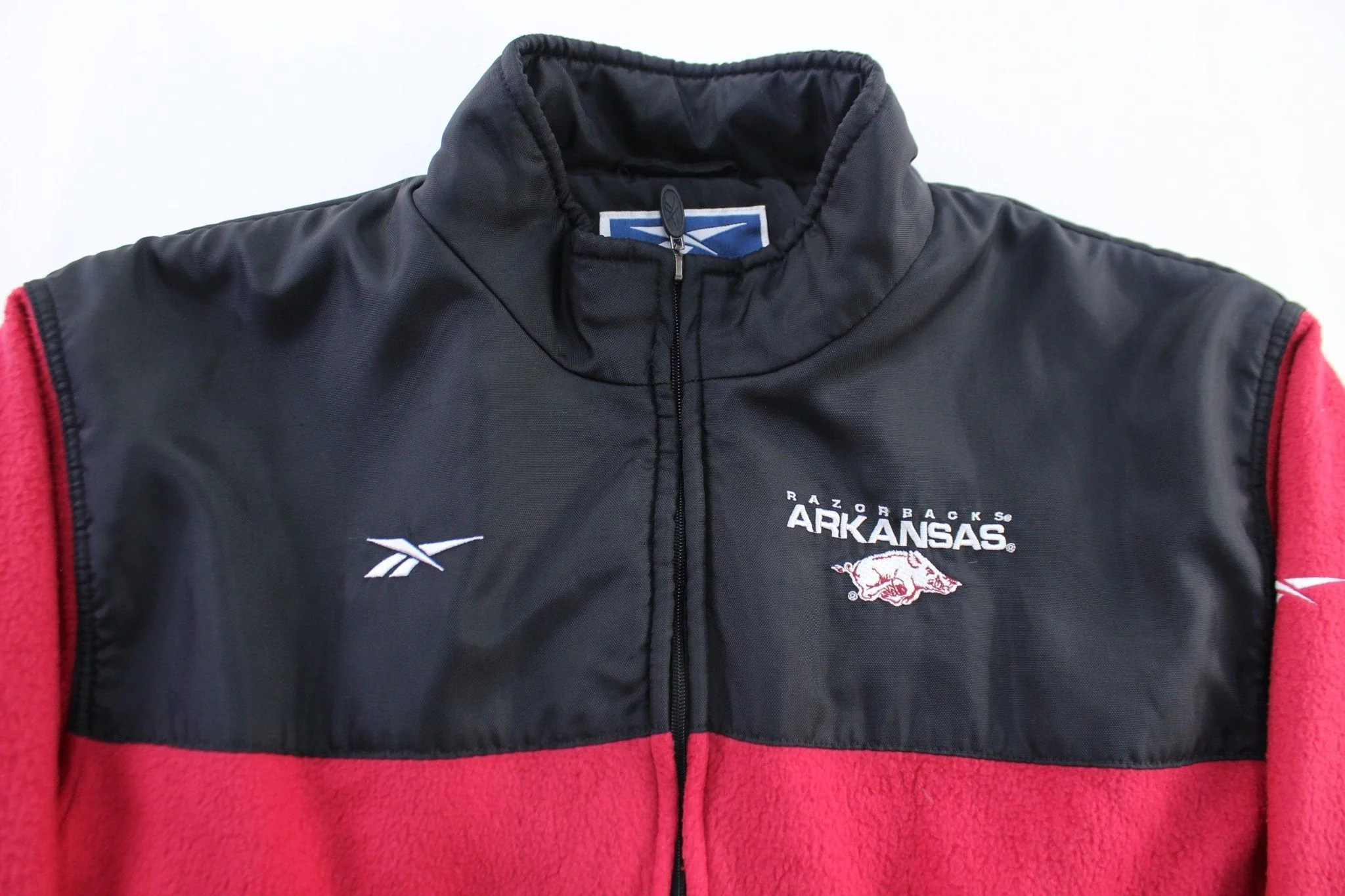 Vintage Reebok Embroidered Logo Arkansas Razorbacks Fleece Zip Up Jacket - Image 3