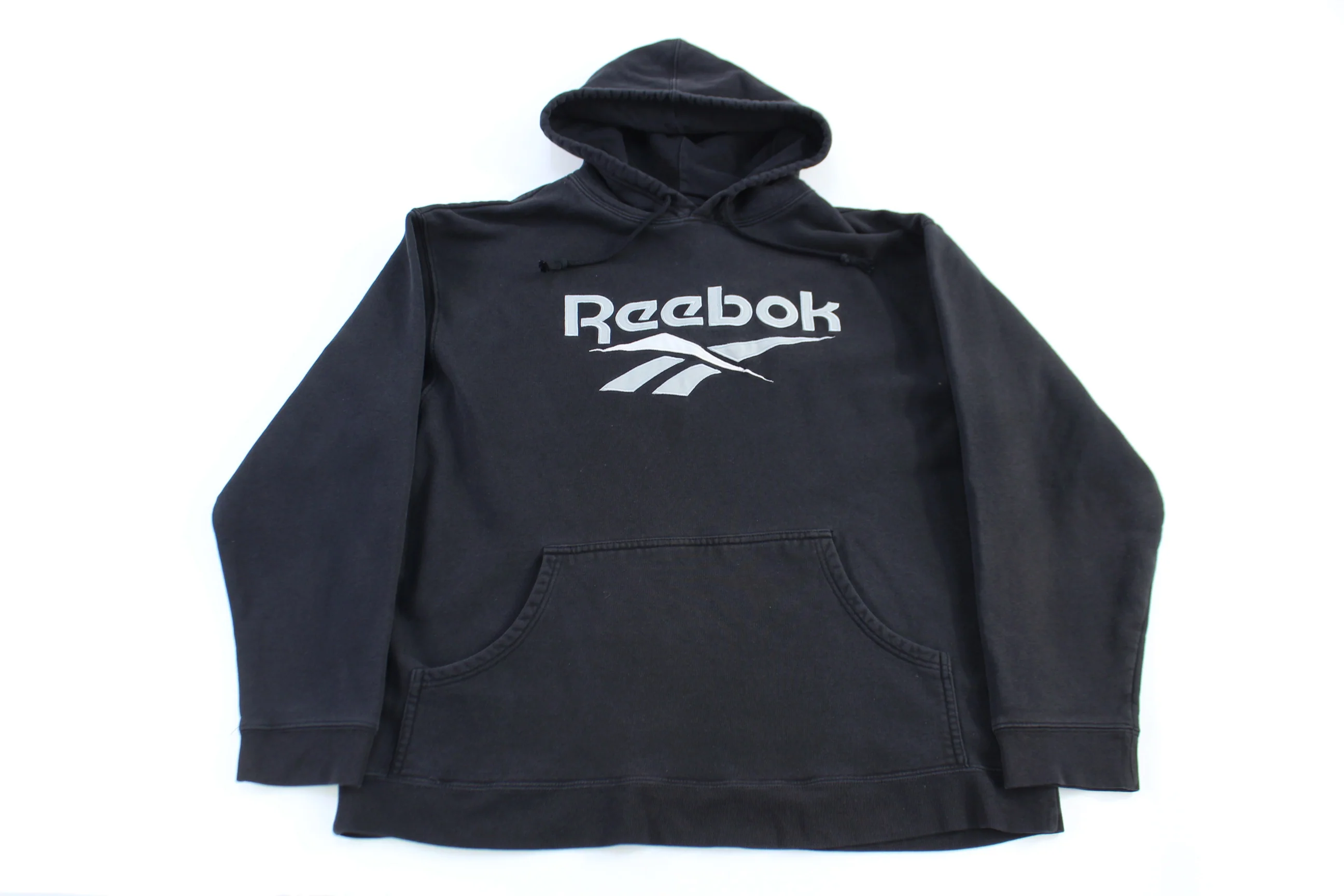 Vintage Reebok Embroidered Logo Black Pullover Hoodie