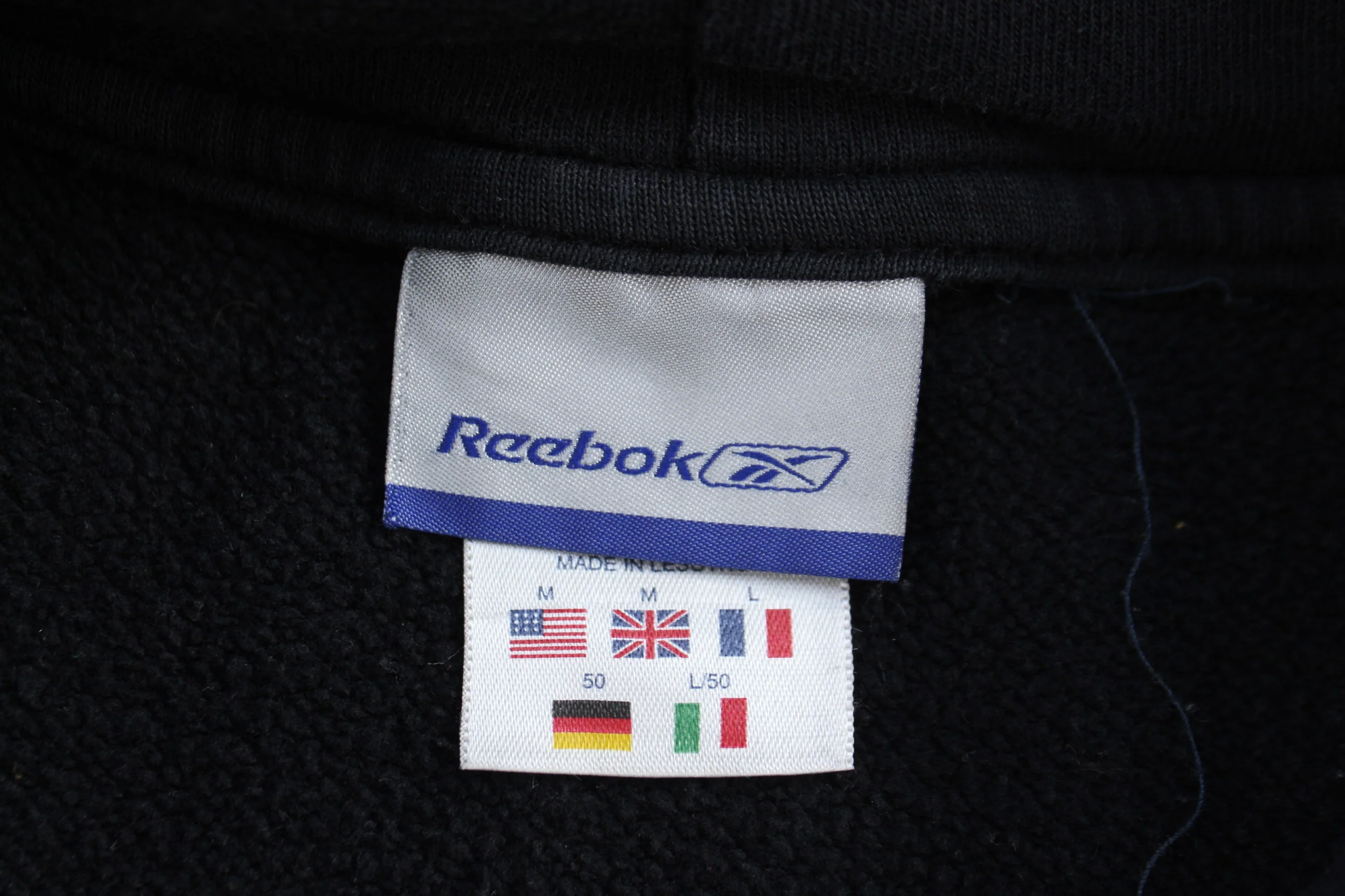 Vintage Reebok Embroidered Logo Black Pullover Hoodie - Image 3