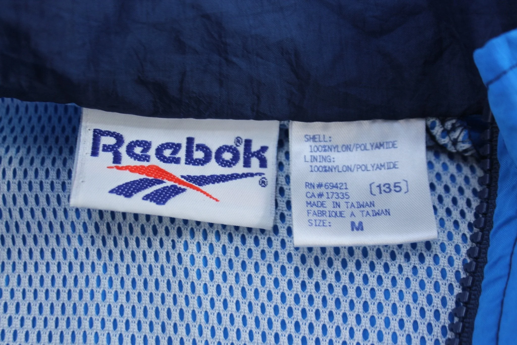 Vintage Reebok Embroidered Logo Blue Abstract Zip Up Jacket - Image 3