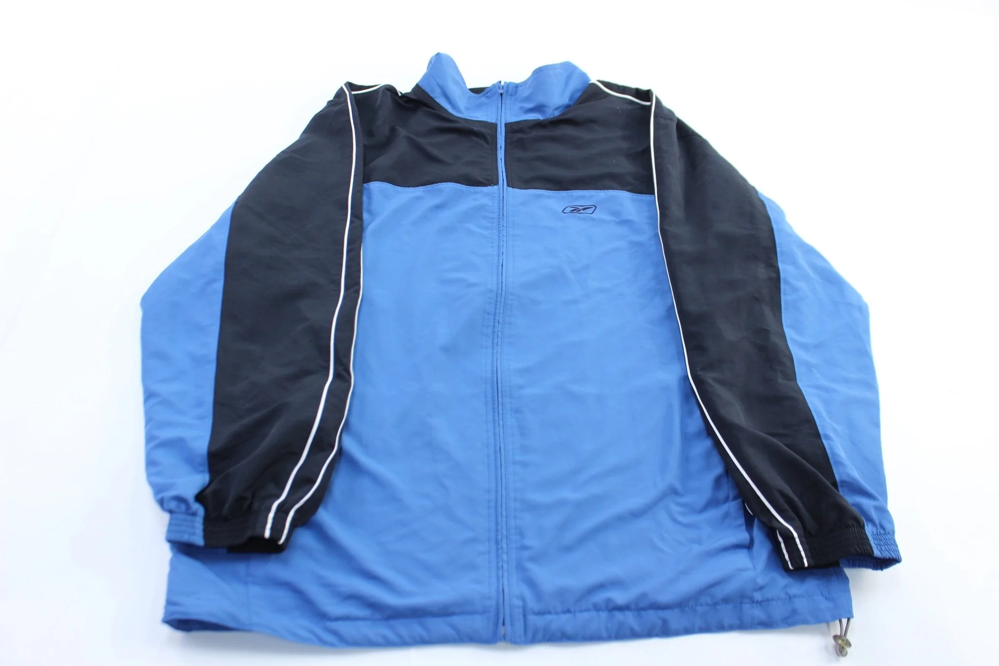 Vintage Reebok Embroidered Logo Blue & Black Zip Up Jacket