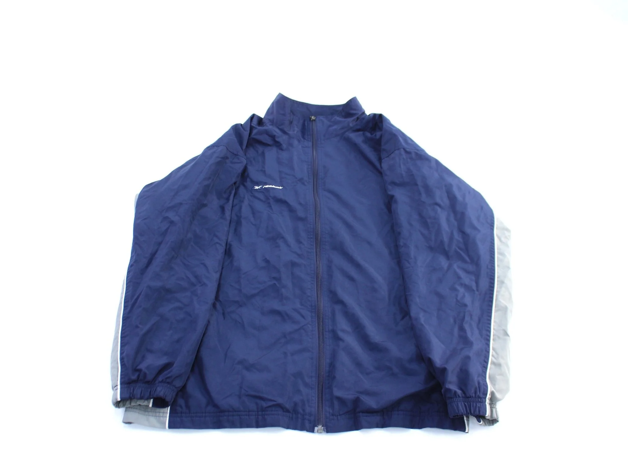 Vintage Reebok Embroidered Logo Blue & Grey Zip Up Jacket