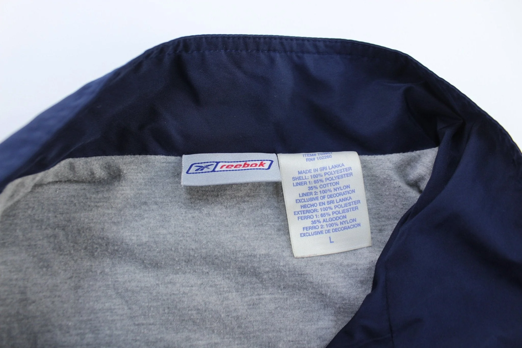Vintage Reebok Embroidered Logo Blue & Grey Zip Up Jacket - Image 4