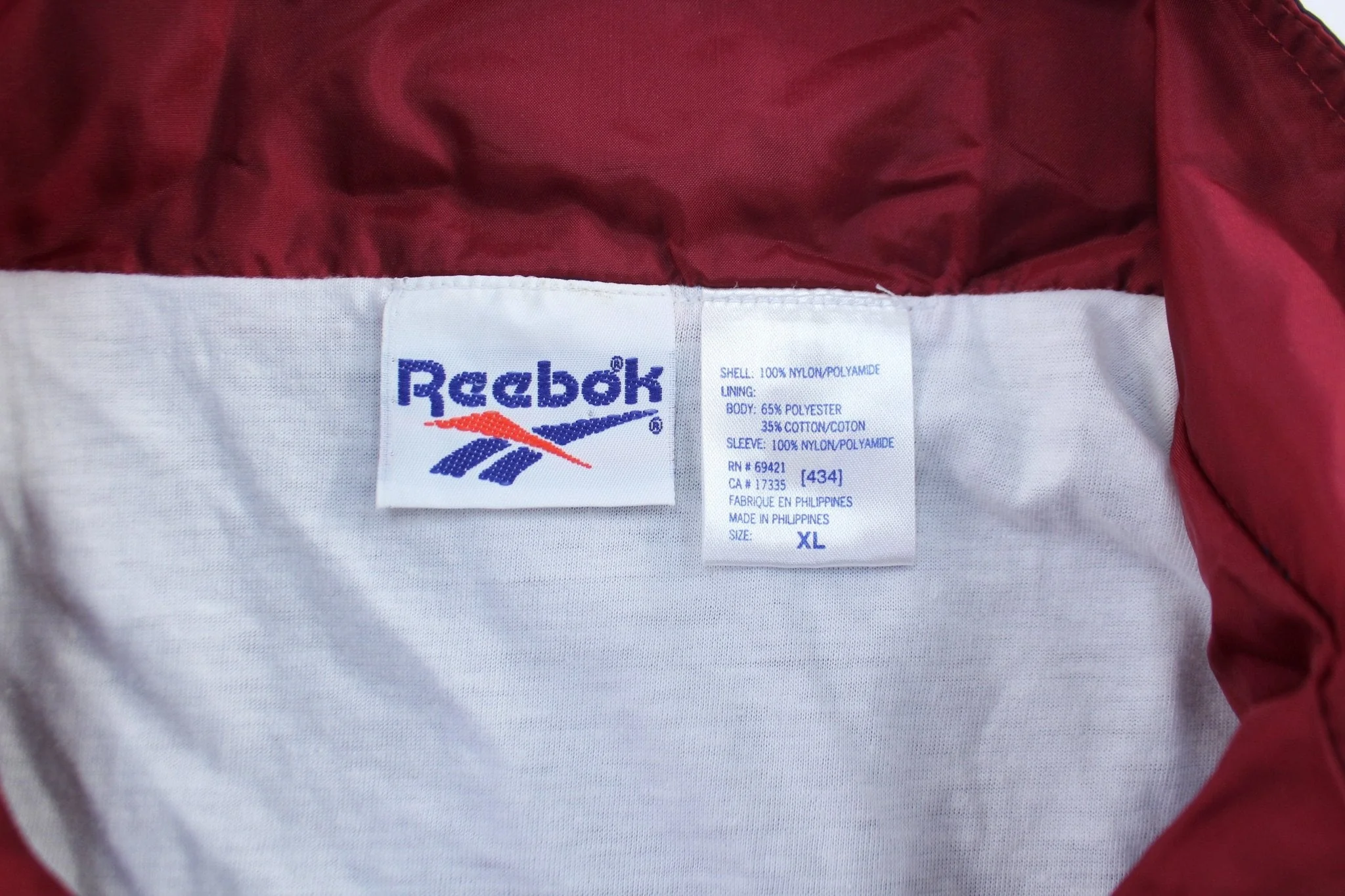 Vintage Reebok Embroidered Logo Blue, White, & Burgundy Zip Up Jacket - Image 3