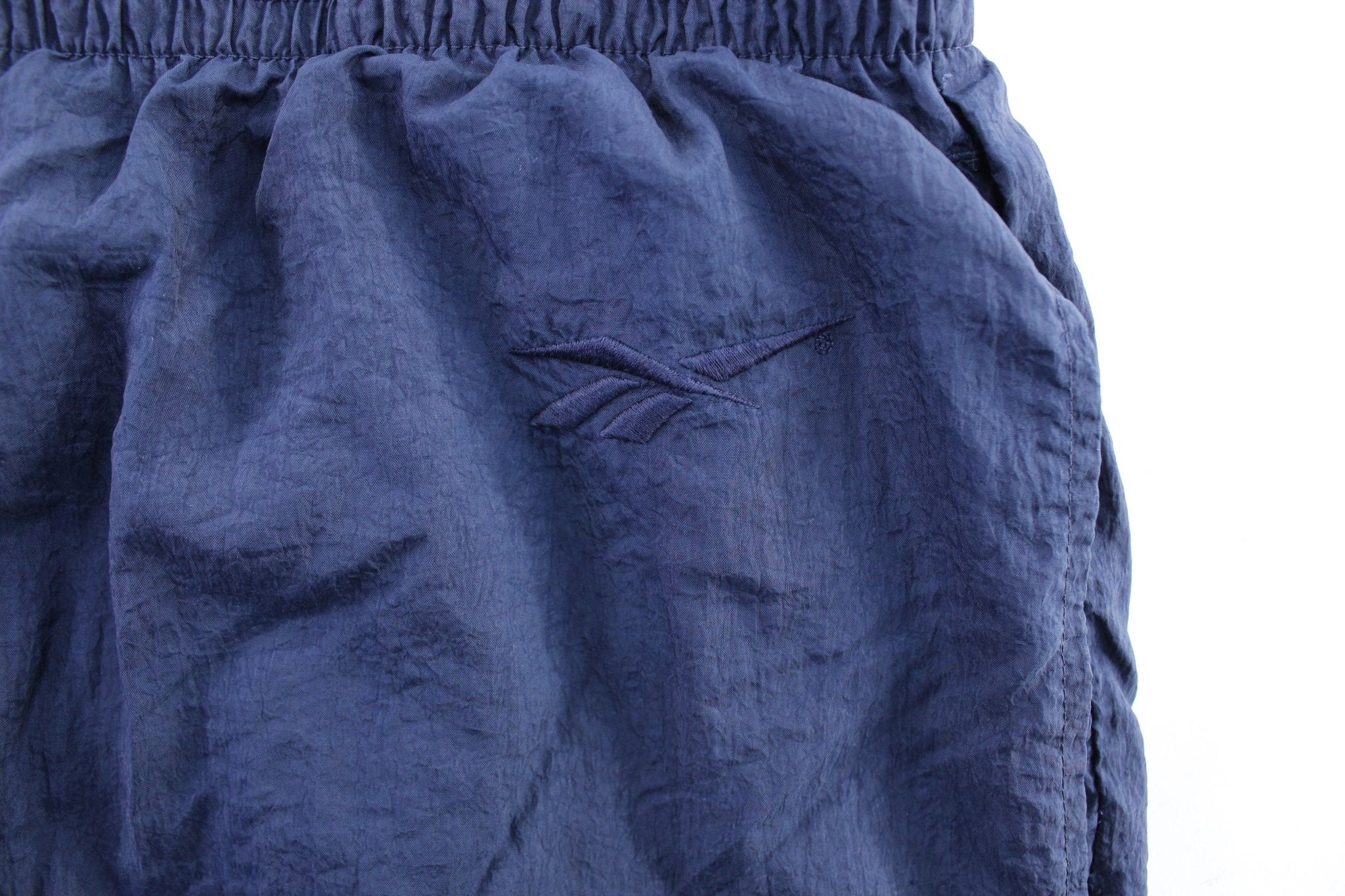Vintage Reebok Embroidered Logo Navy Blue Windbreaker Pants - Image 3