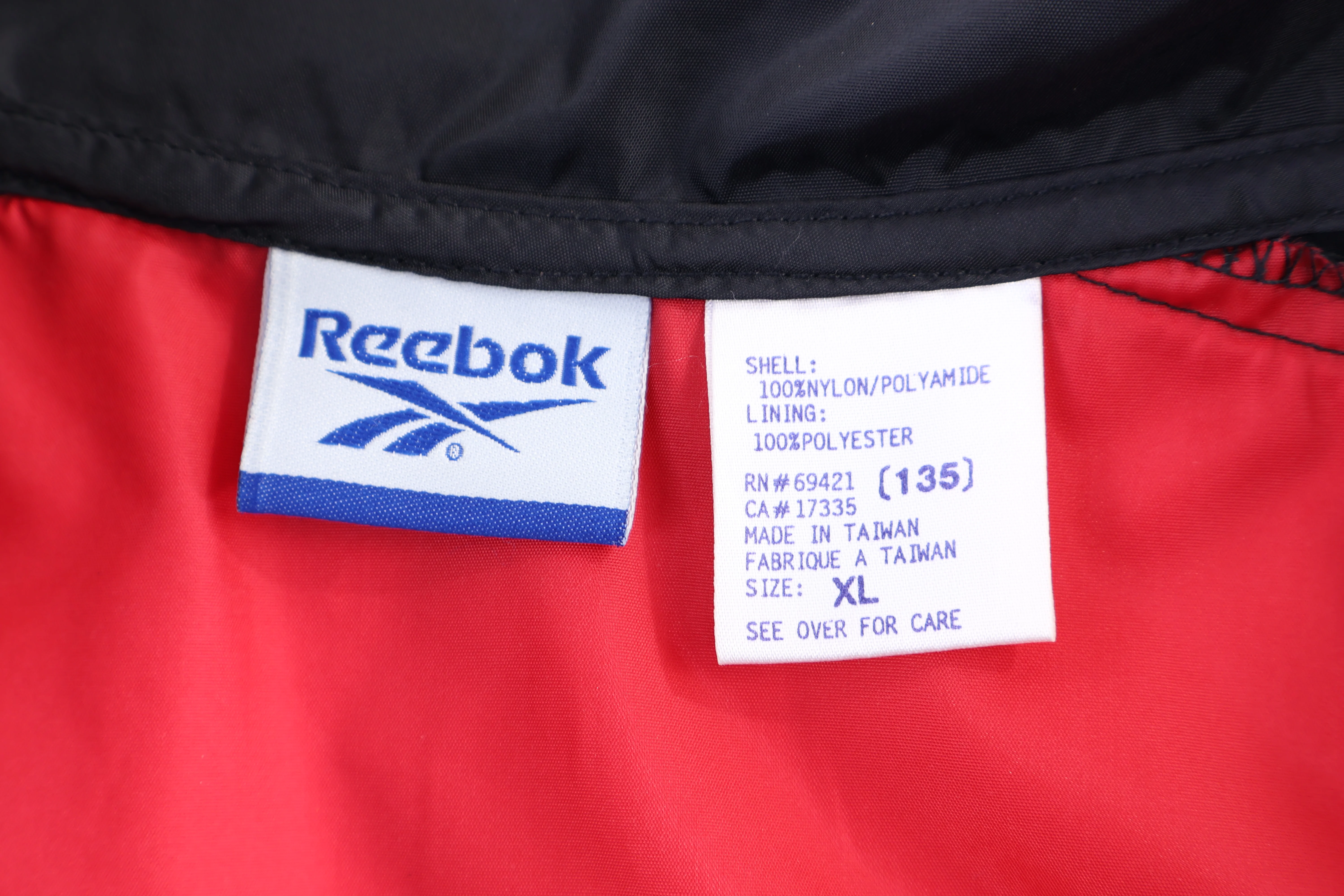 Vintage Reebok Red, Black & White Full Zip Windbreaker - Image 3