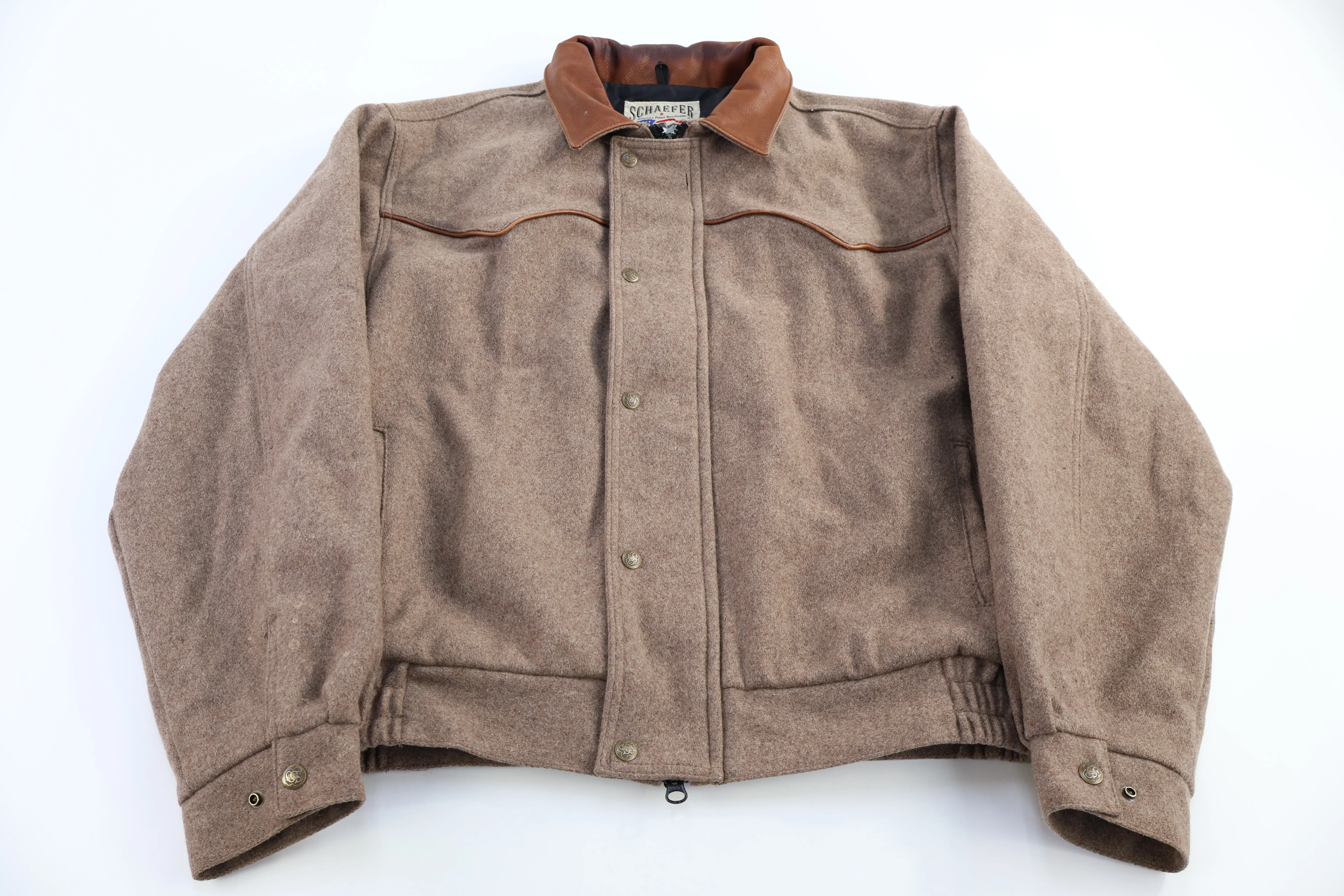 Vintage Schaefer Brown Wool Bomber Jacket