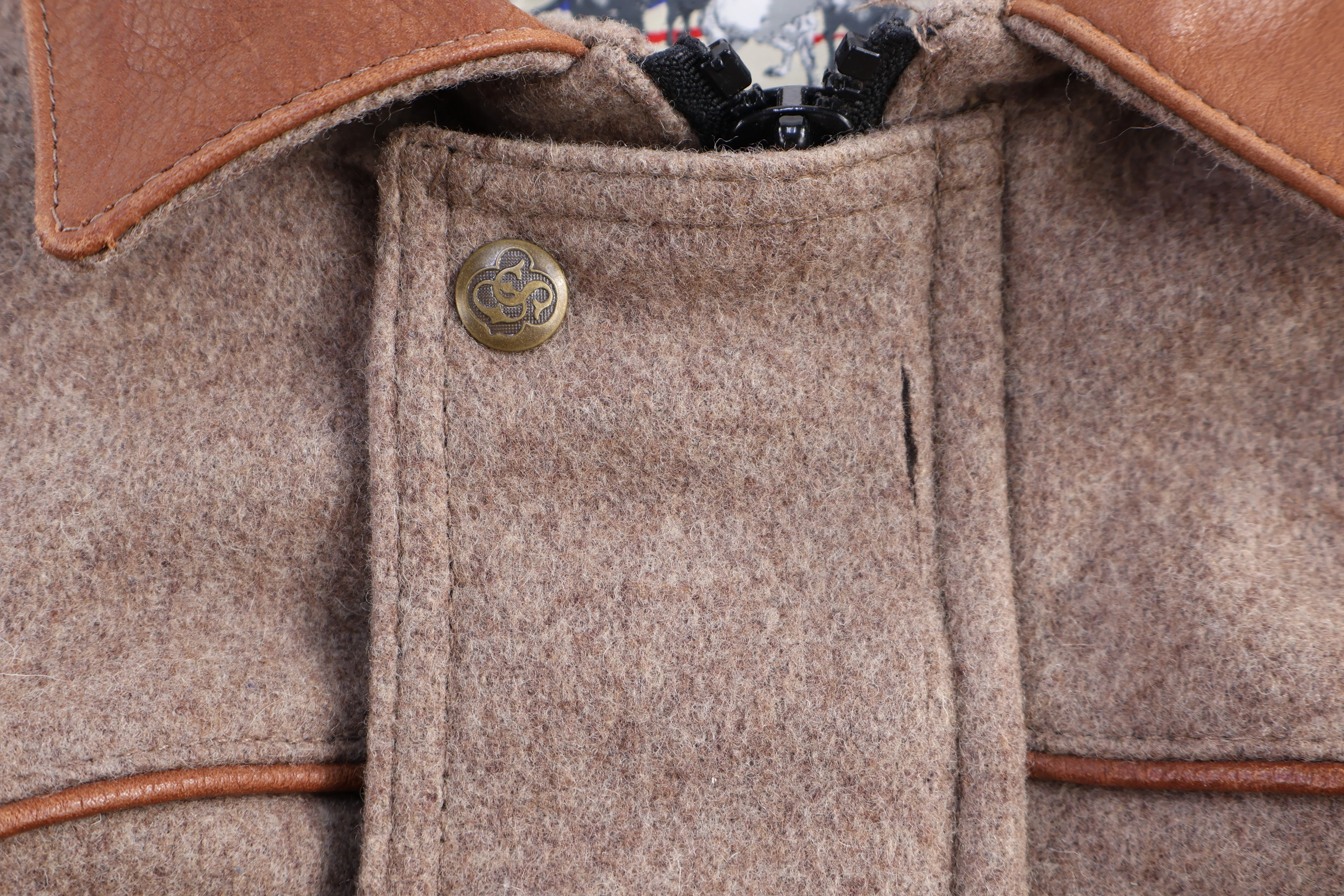 Vintage Schaefer Brown Wool Bomber Jacket - Image 3