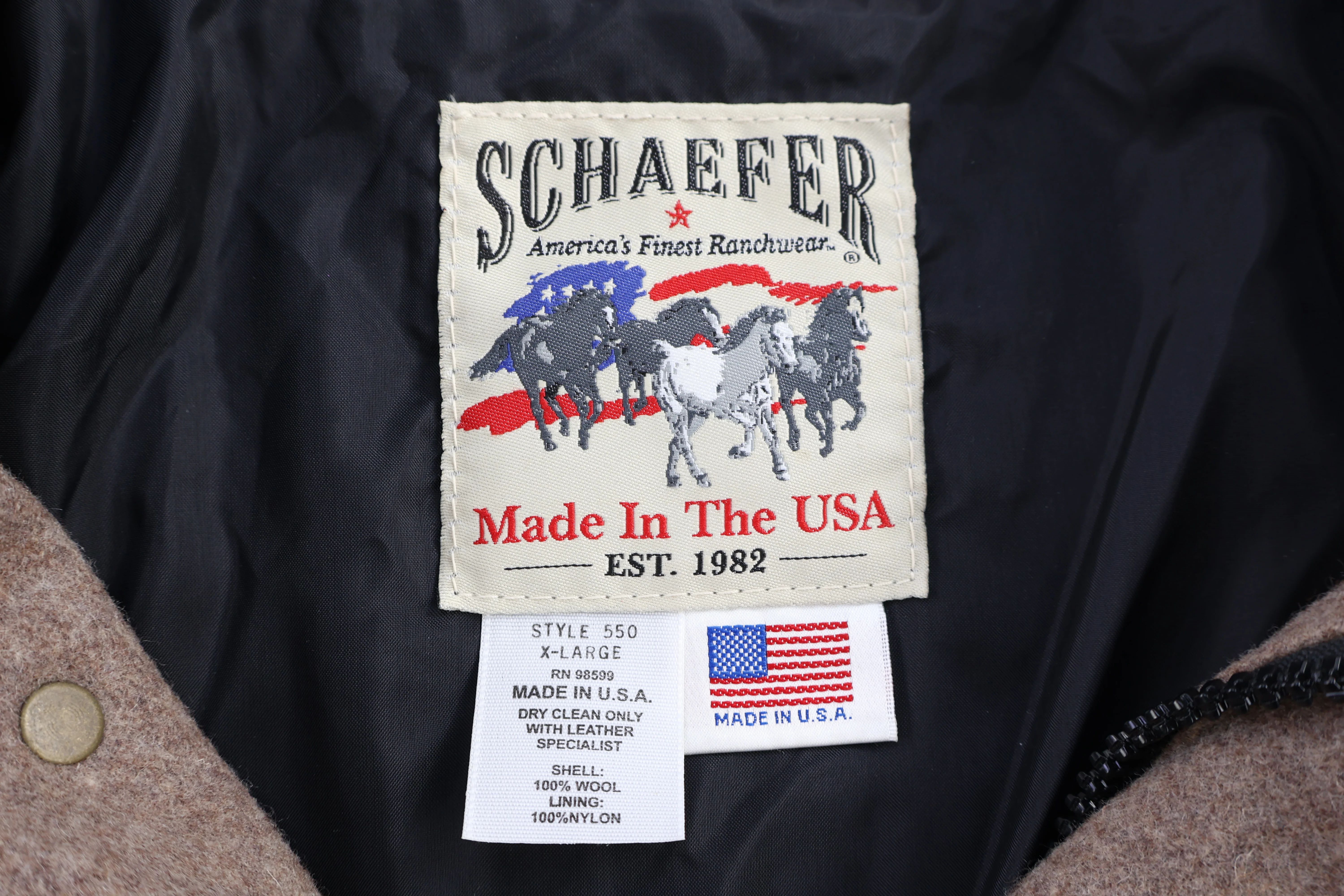 Vintage Schaefer Brown Wool Bomber Jacket - Image 5