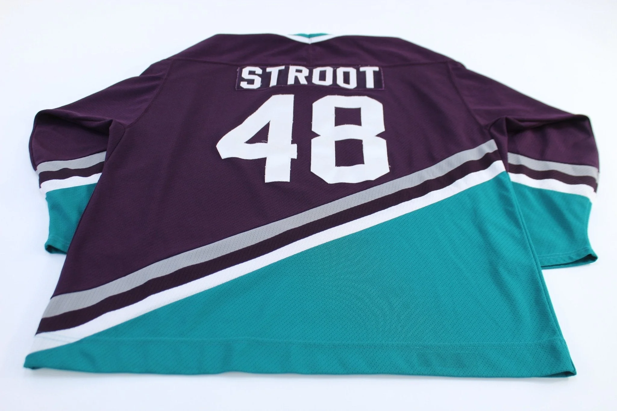 Vintage Stroot #48 Purple, Green & White Hockey Jersey - Image 2