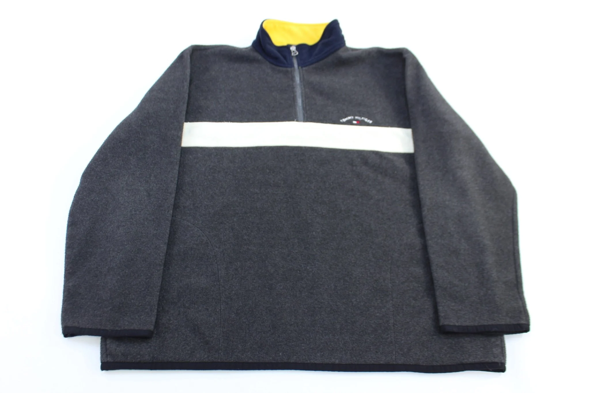 Vintage Tommy Hilfiger Embroidered Logo Quarter Zip Fleece Sweater