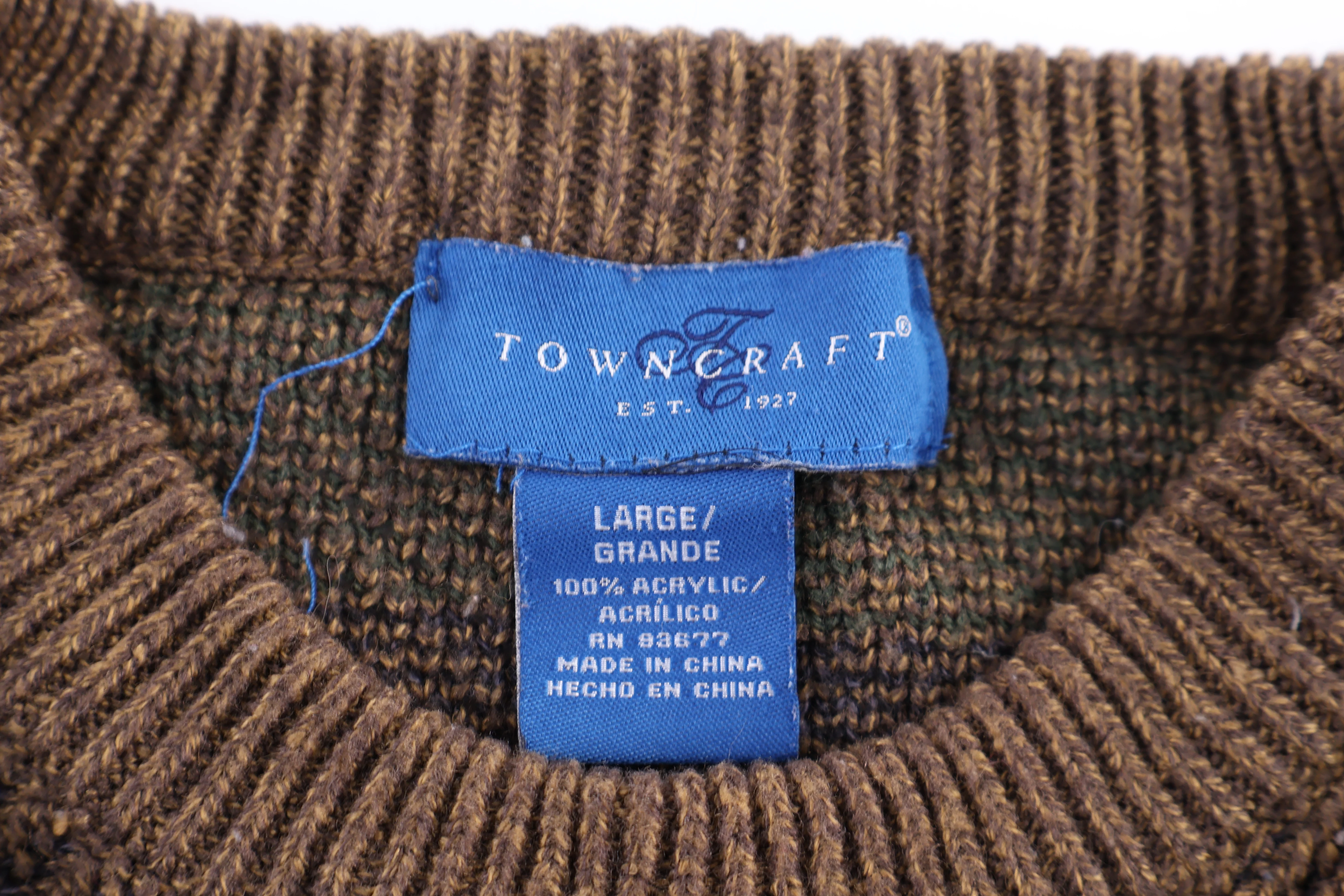 Vintage Towncraft Brown Knit Sweater - Image 3