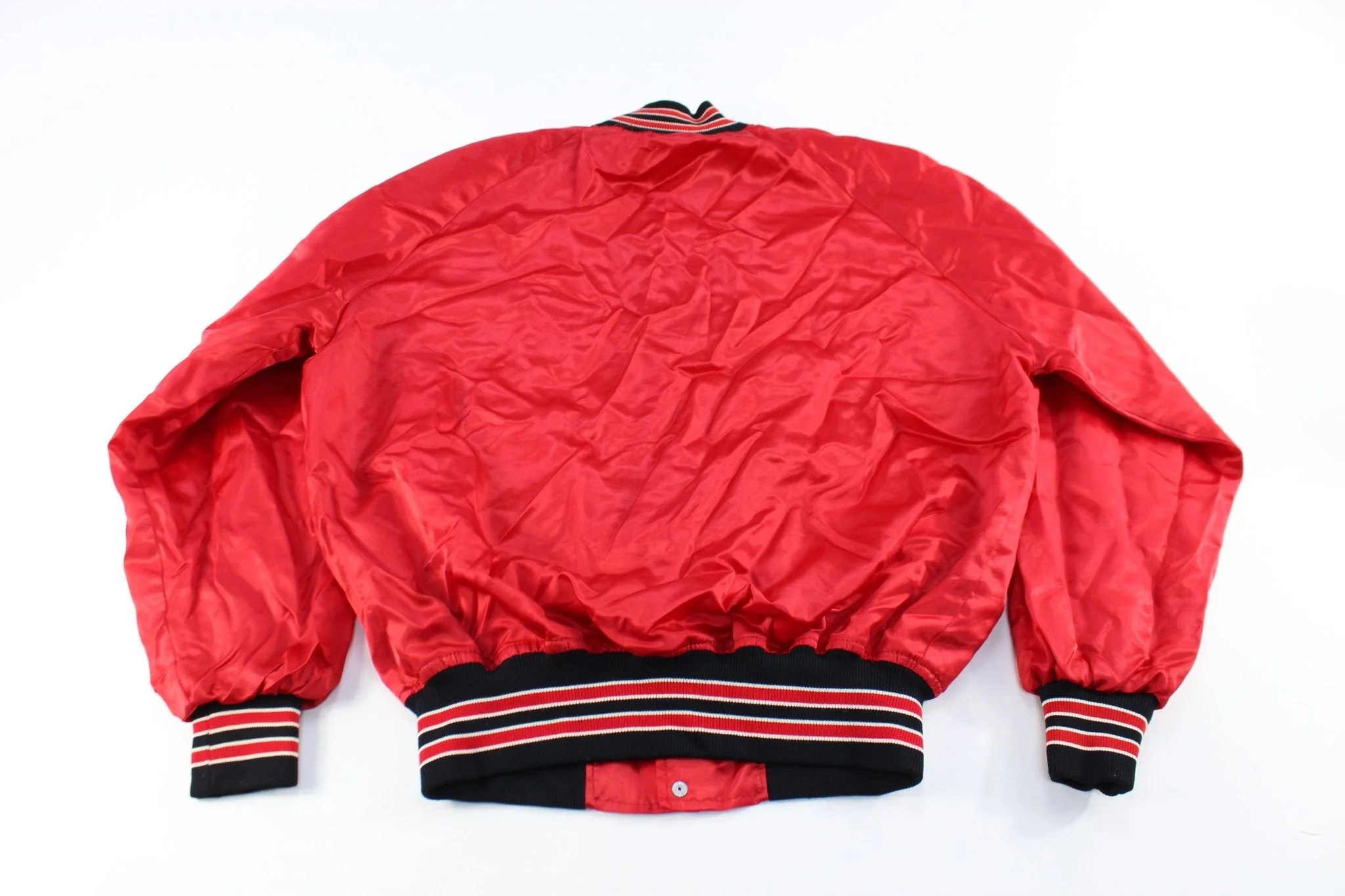 Vintage Wildcat Embroidered Black & Red Bomber Jacket - Image 2