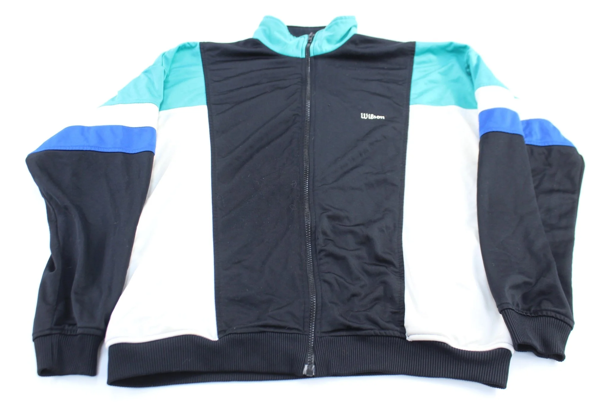 Vintage Wilson Embroidered Logo Blue, Black ,& White Track Jacket