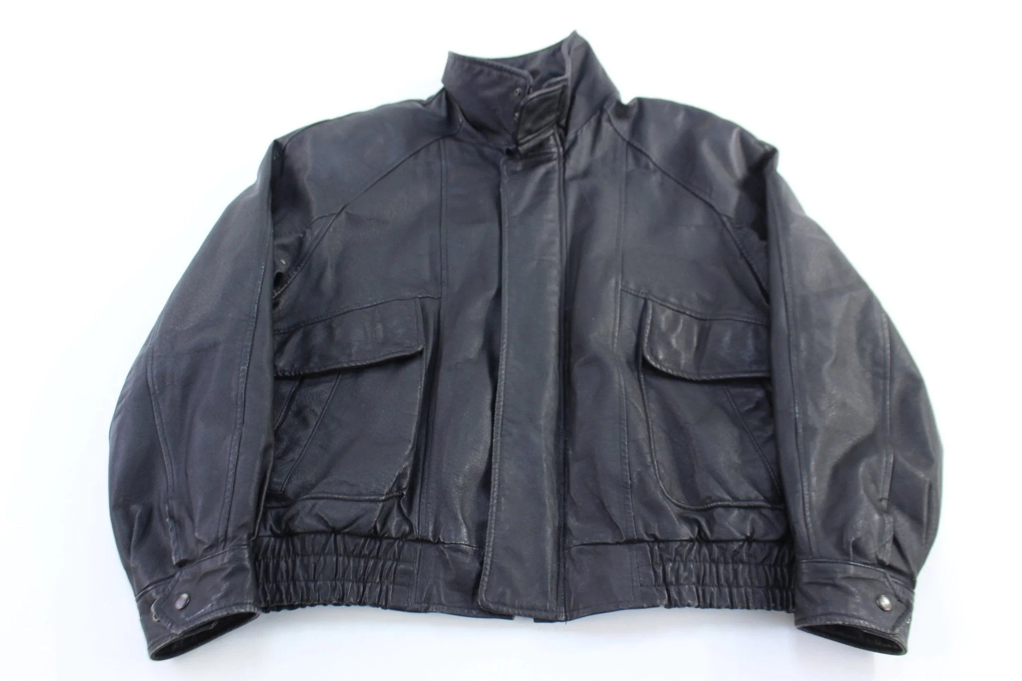 Vintage Winlit New York Black Leather Bomber Jacket