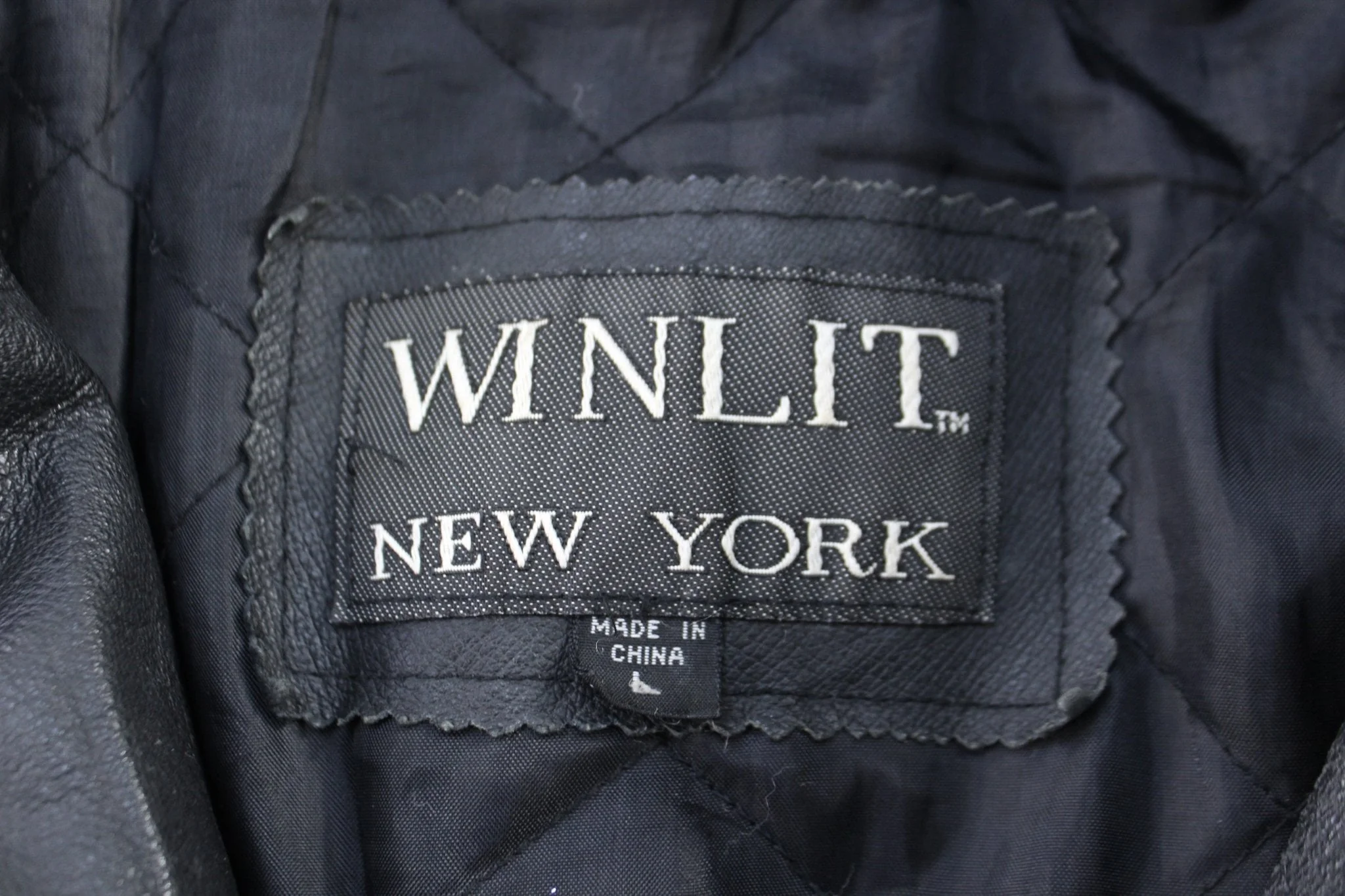 Vintage Winlit New York Black Leather Bomber Jacket - Image 3