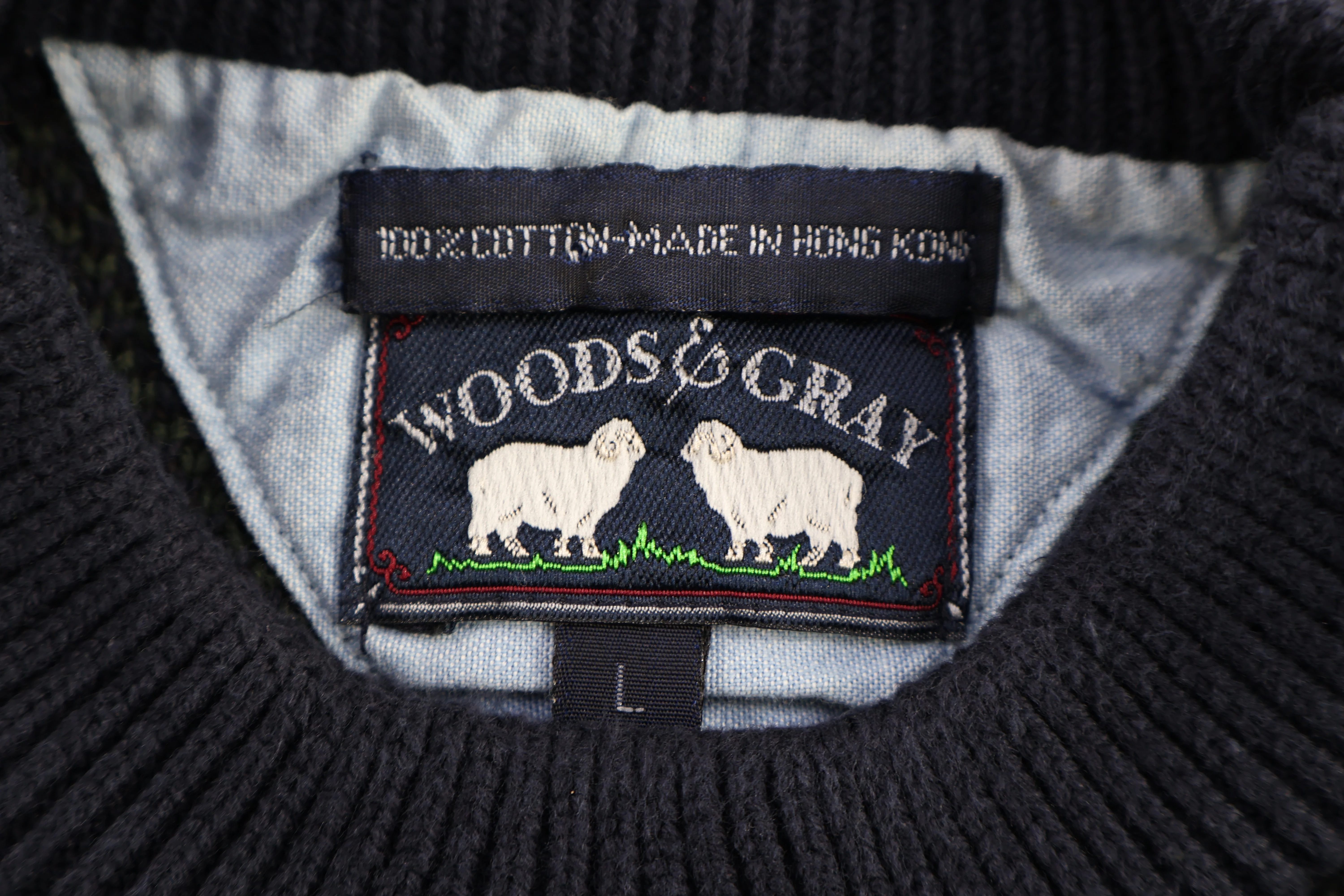 Vintage Woods & Gray Grid Pattern Knit Sweater - Image 3