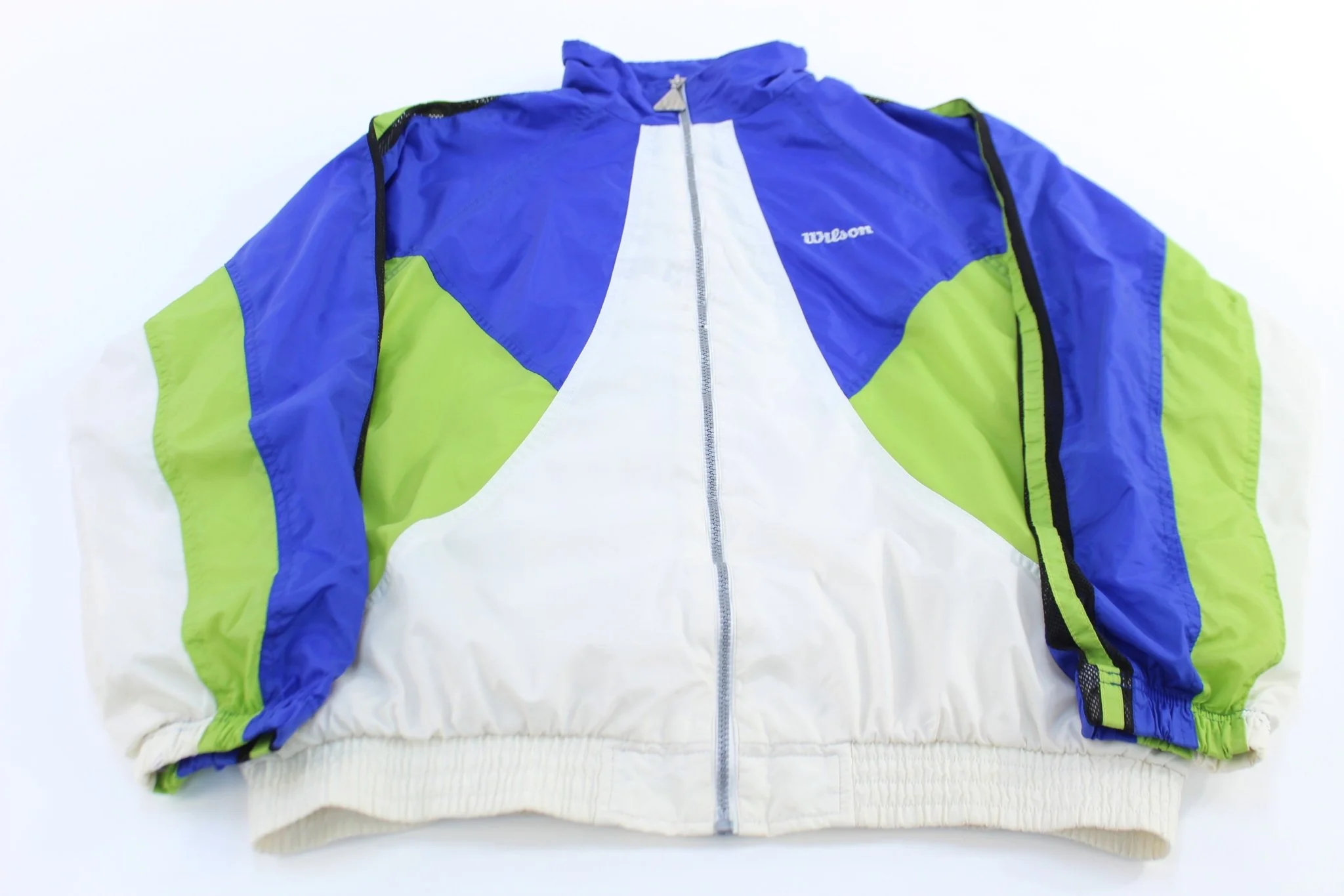 Wilson Embroidered Logo Blue, Green, & White Colorblock Jacket