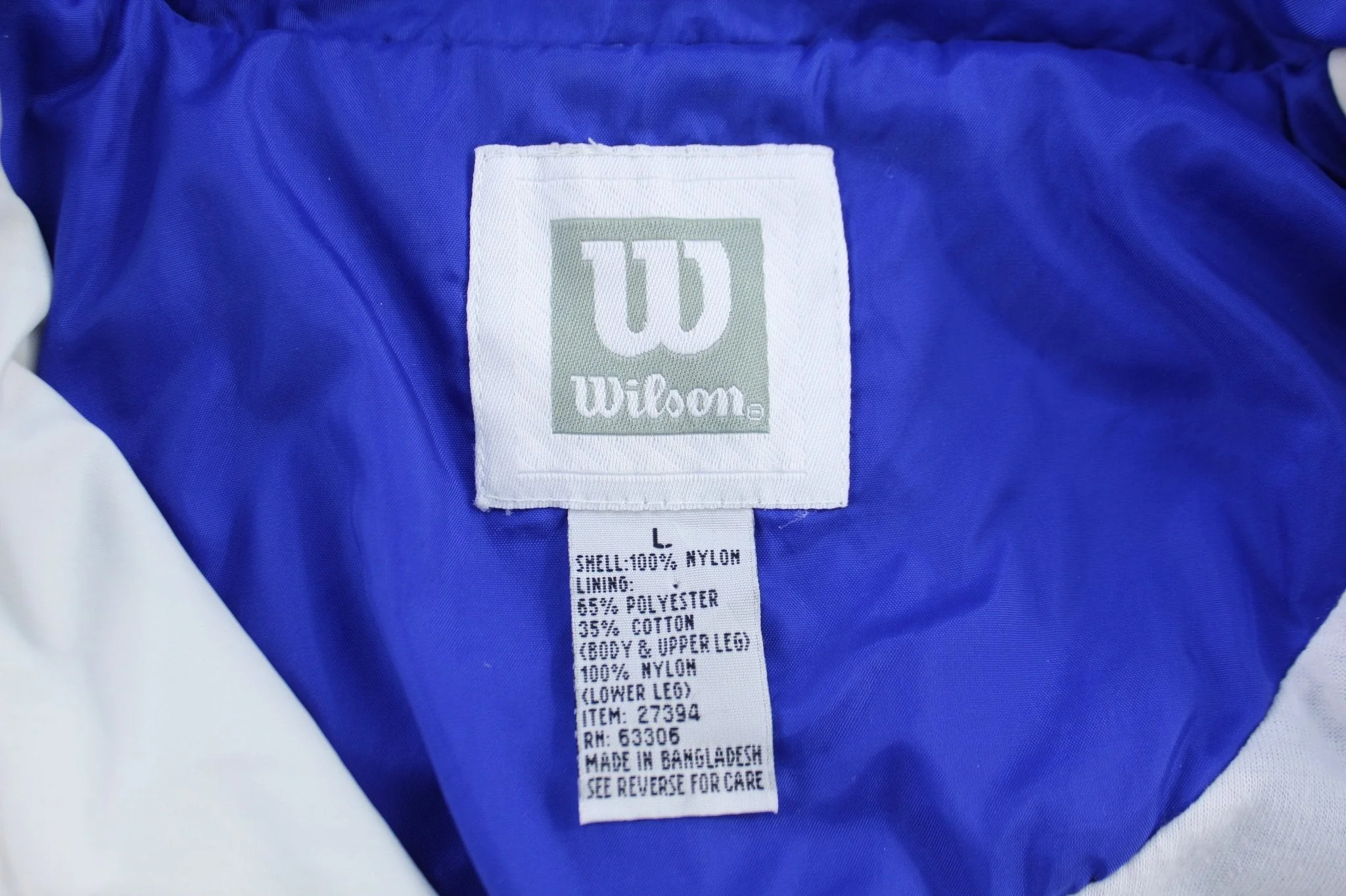 Wilson Embroidered Logo Blue, Green, & White Colorblock Jacket - Image 3