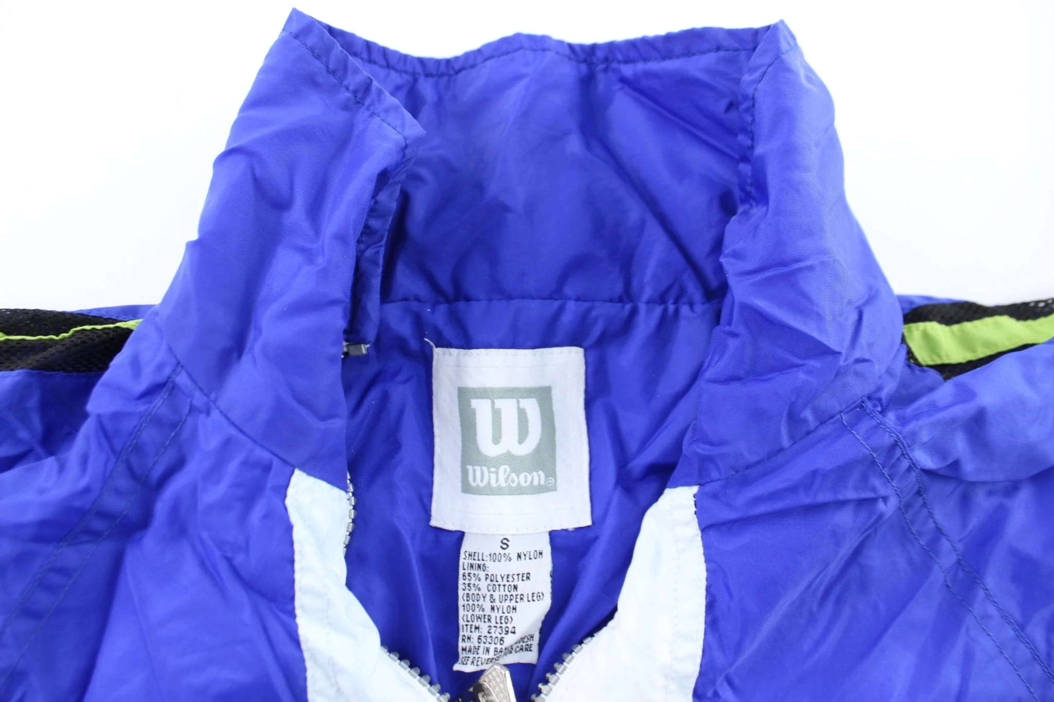 Wilson Embroidered Logo White, Blue, & Green Zip Up Jacket - Image 3
