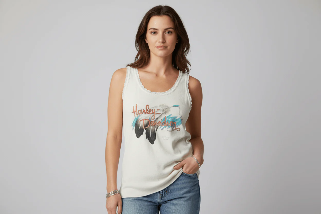 Women's 1990 Harley Davidson Motorcycles 3D Emblem Tank Top