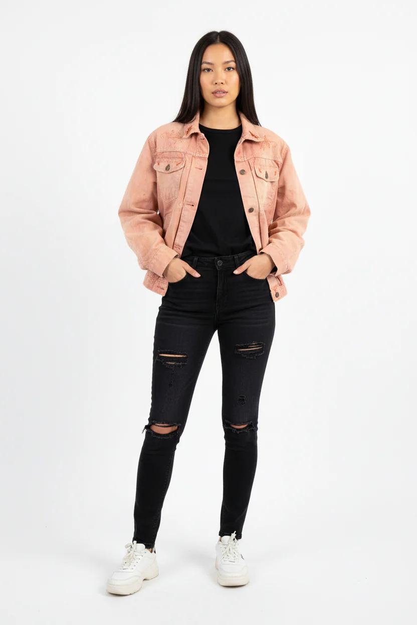 Women's 70's Orange Embroidered Jacket
