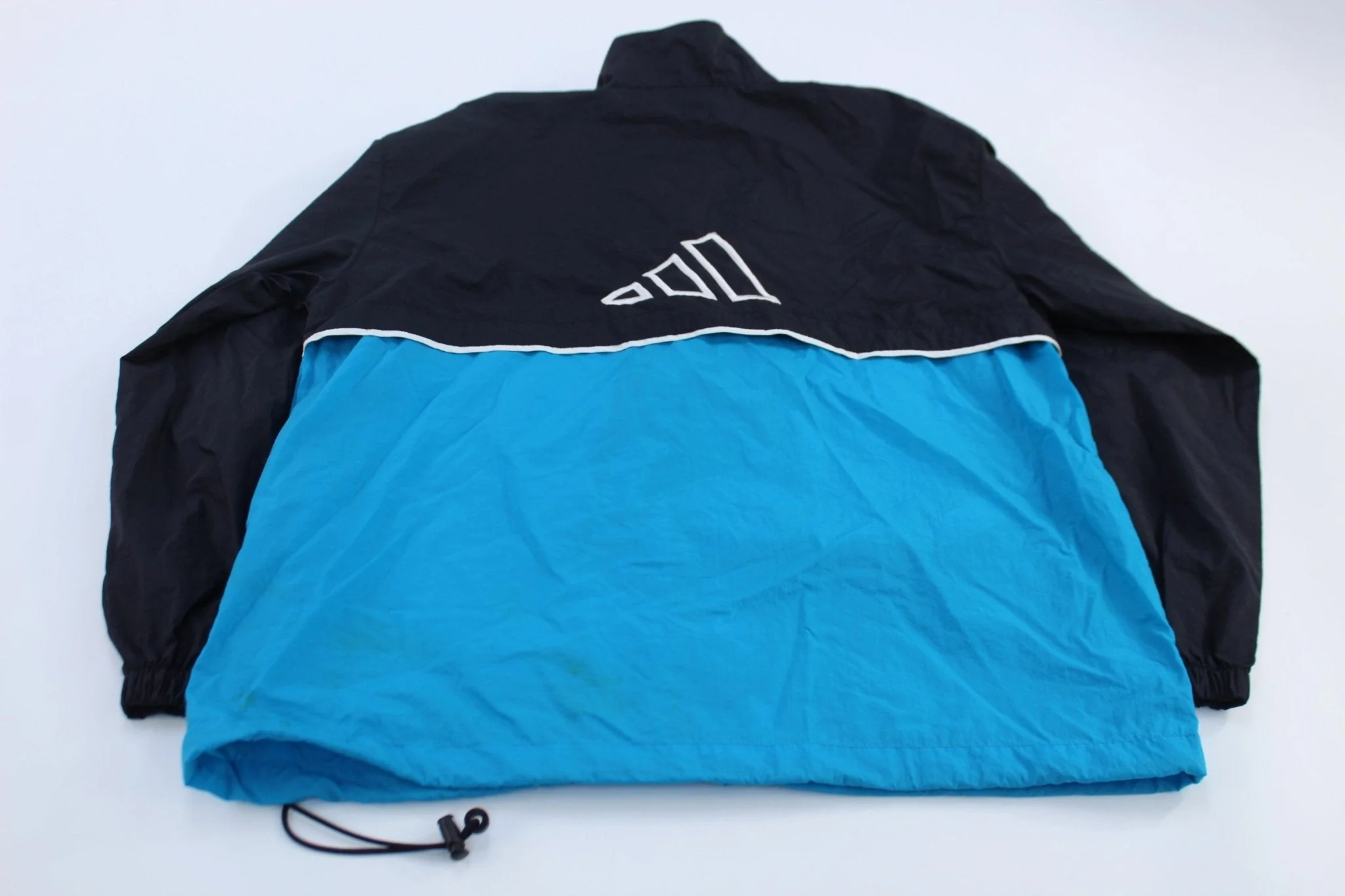 Women's 90's Adidas Embroidered Logo Blue, Black, & White Striped Jacket - Image 2