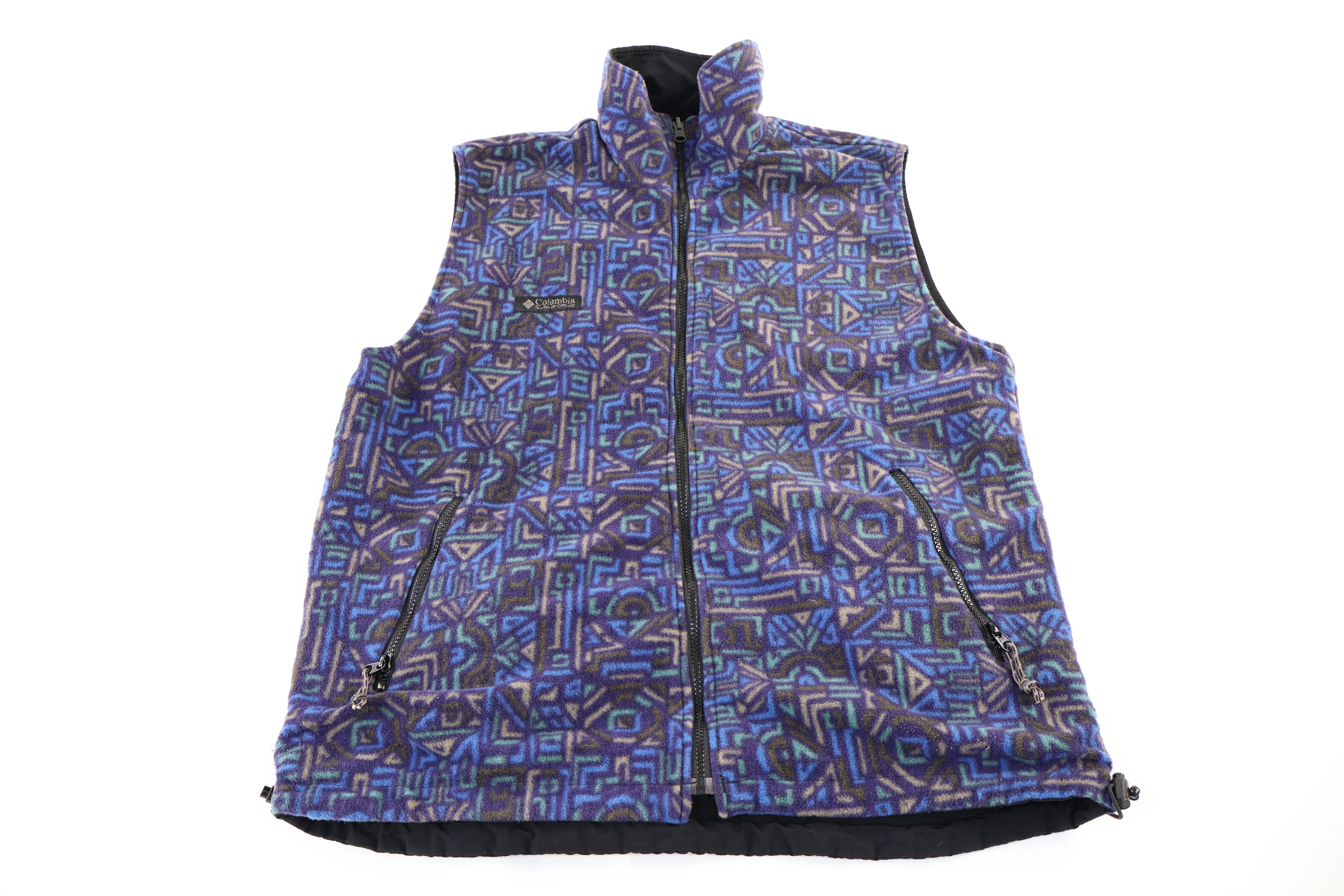 Women's 90's Columbia Multipatterned Reversible Full Zip Vest